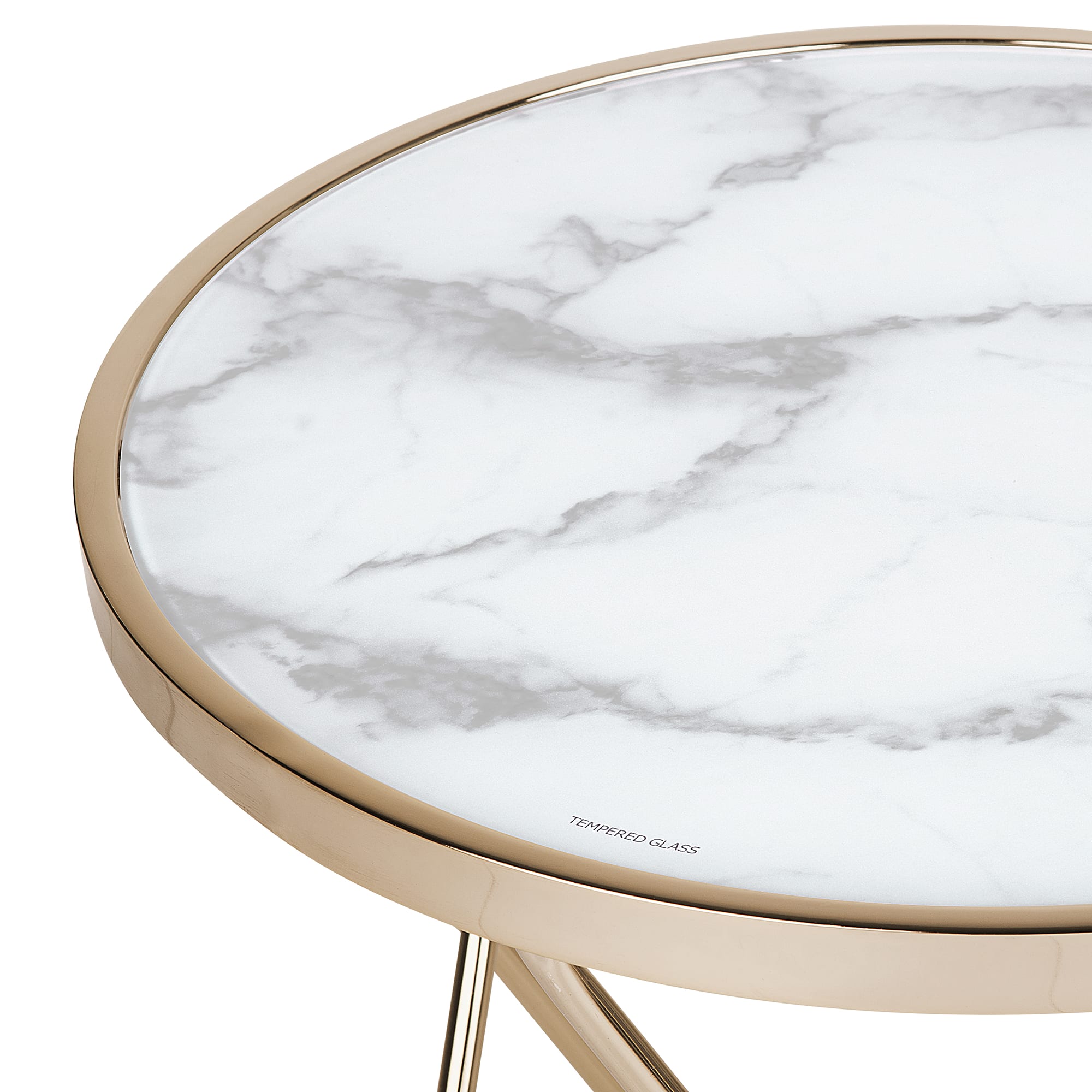 Tavolino effetto marmo bianco oro ⌀ 50 cm II