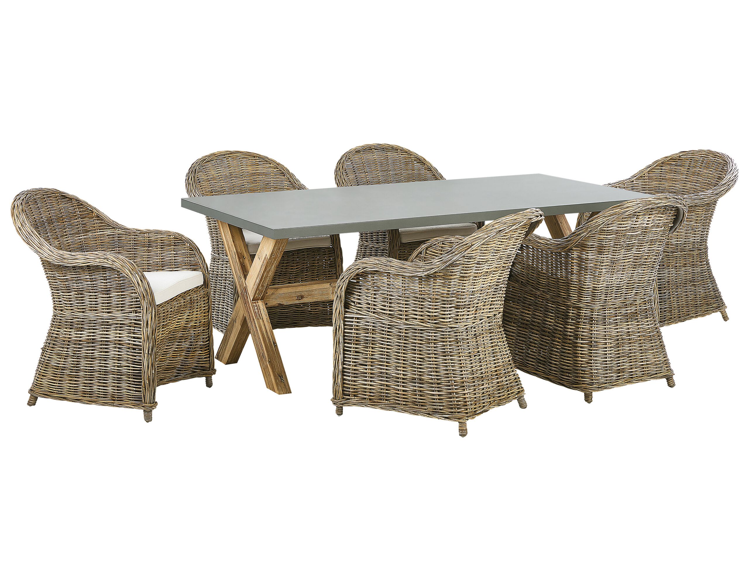 Set tavolo e 6 sedie rattan naturale Susua/olbia