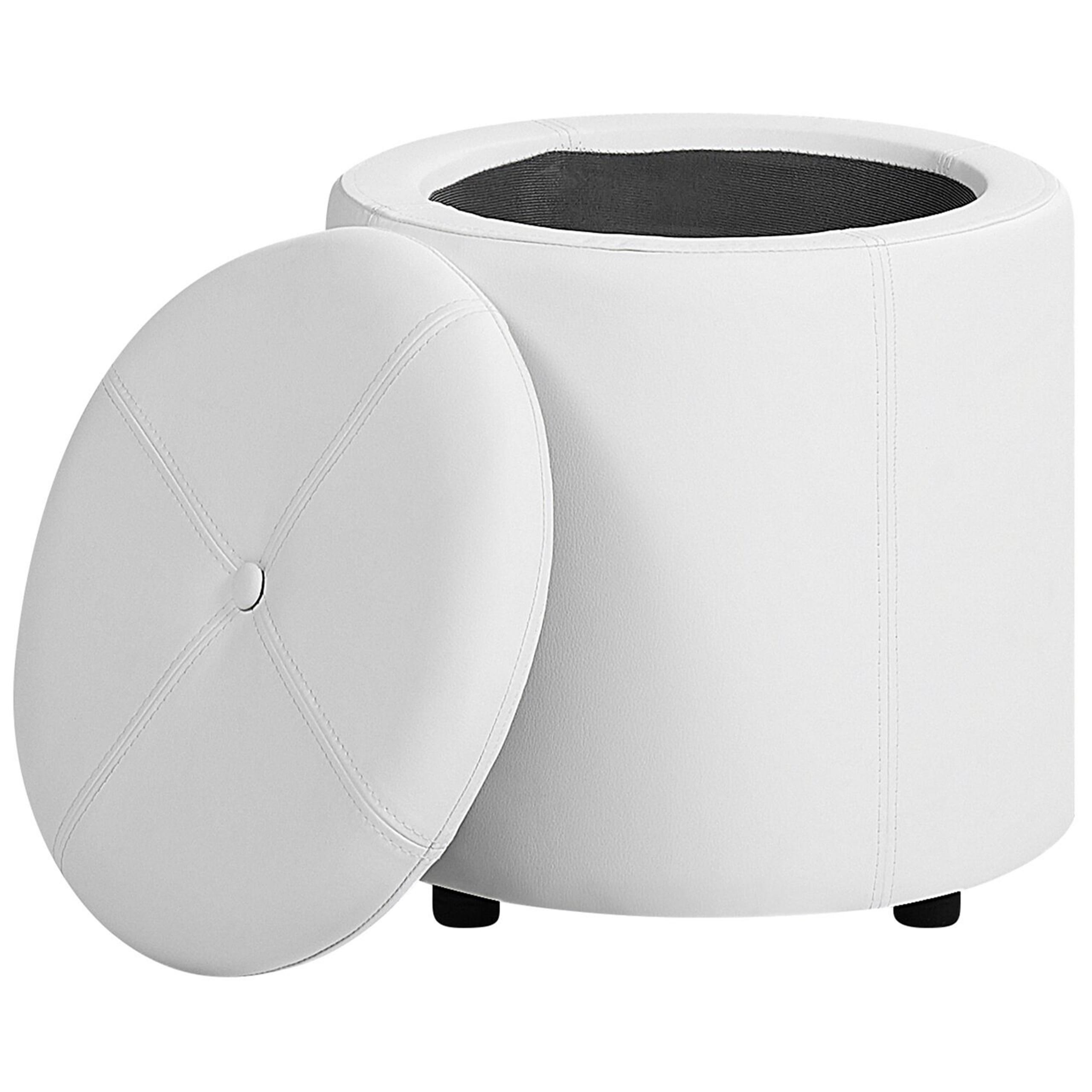 Pouf contenitore in ecopelle bianco 38 x 40 cm Maryland