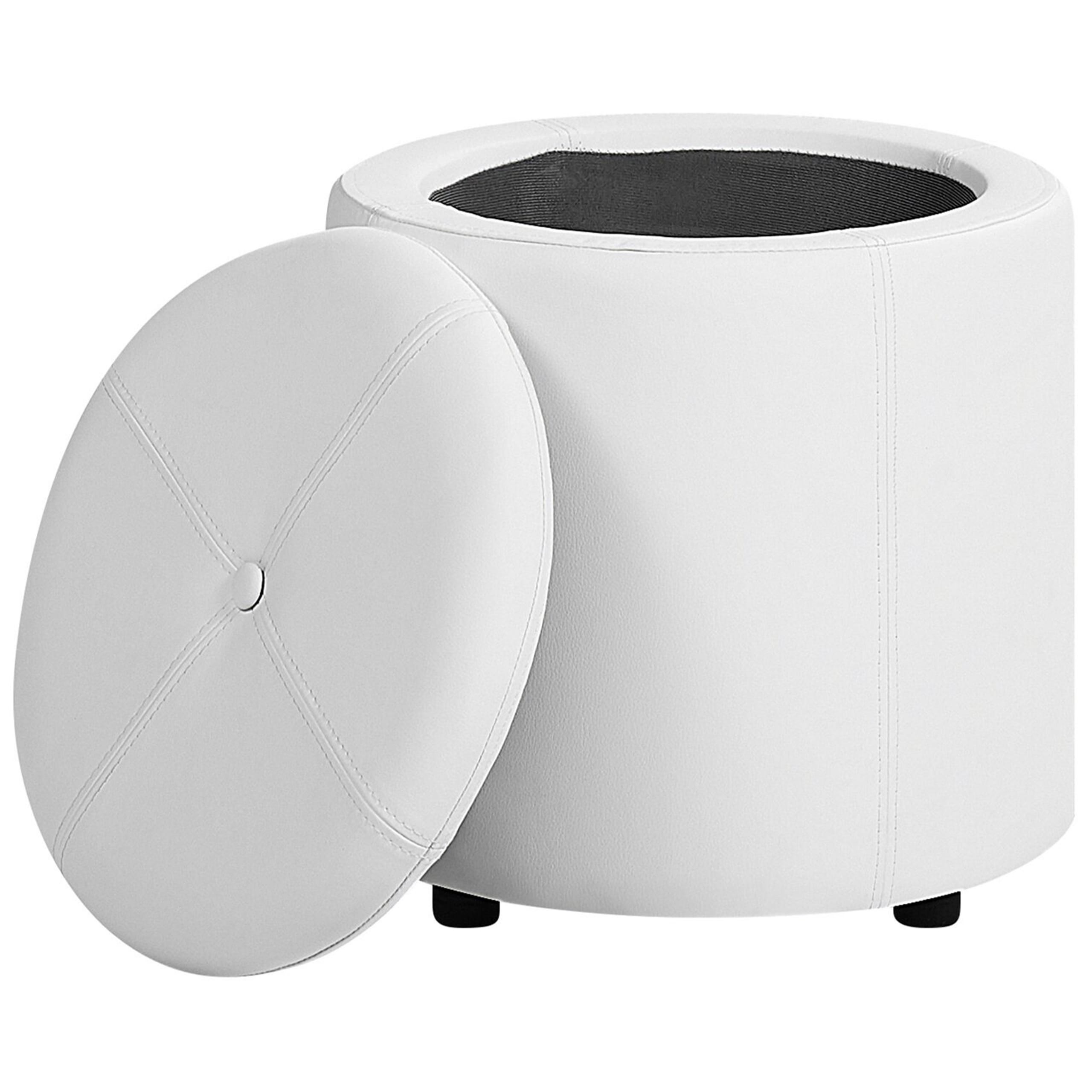 Pouf- contenitore in ecopelle, colore bianco, cm 140 x 47 x 45