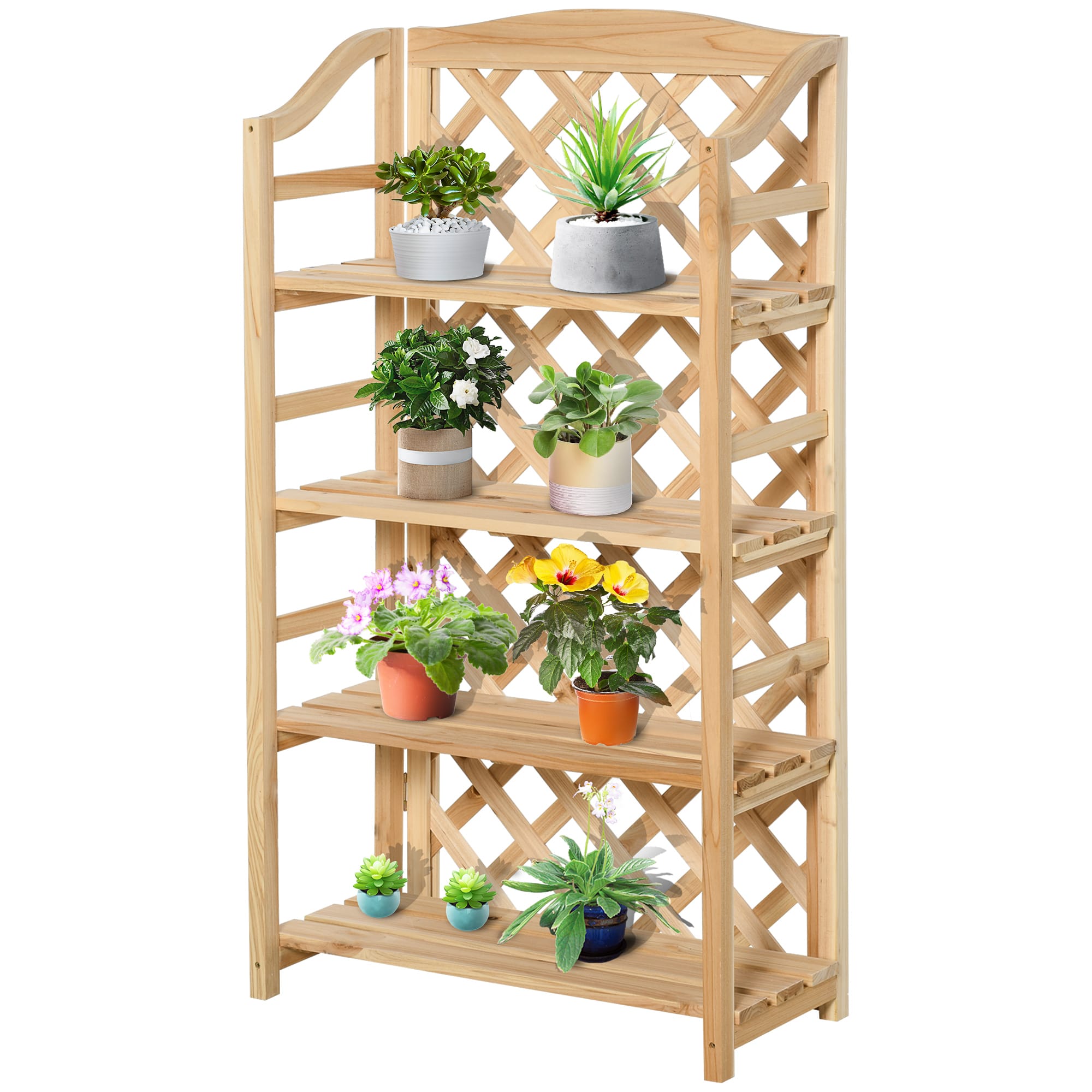 Scaffale porta piante di legno con 6 livelli per interno ed