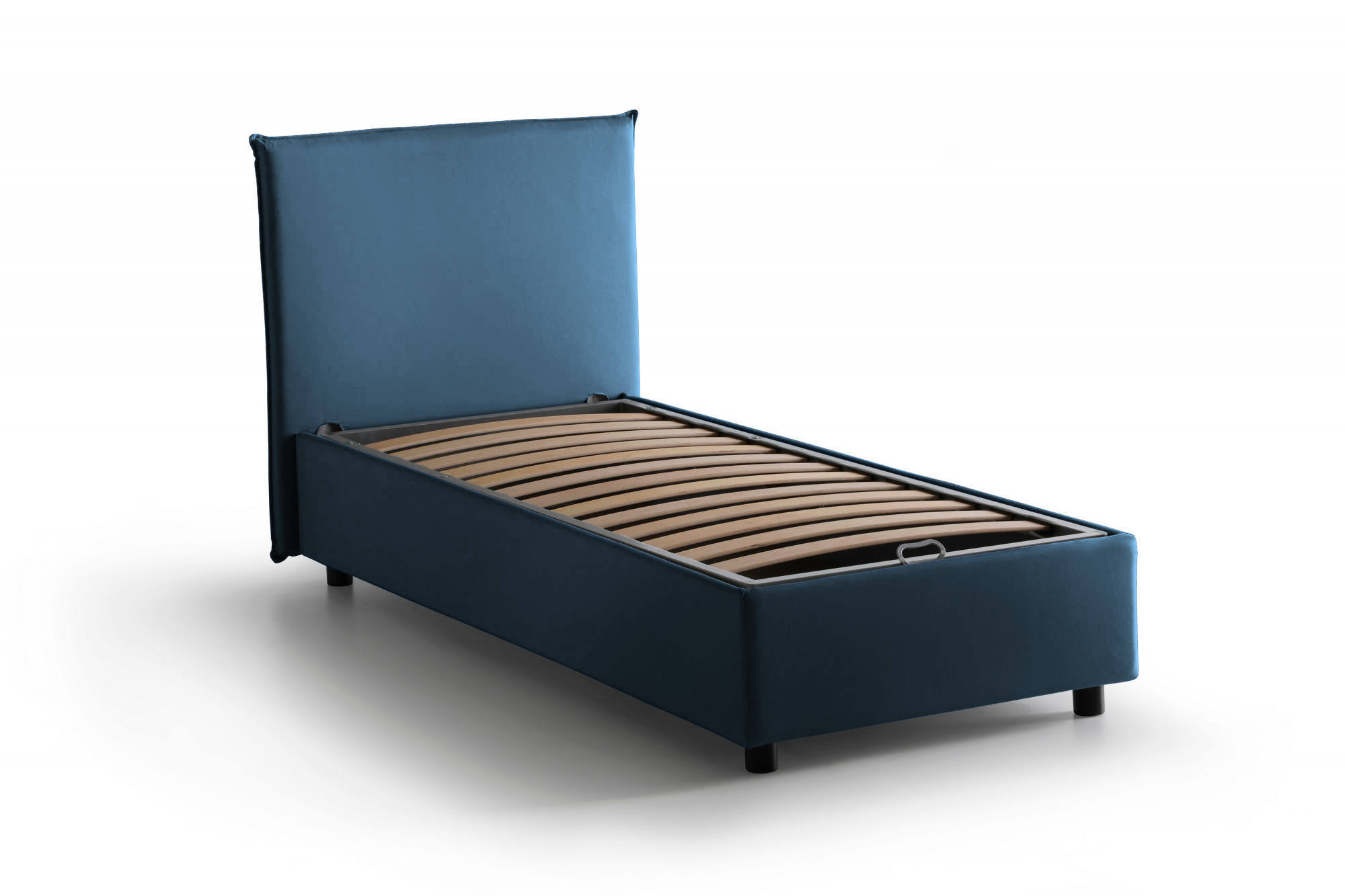 Letto contenitore 140x200 cm in tessuto blu BERNADETTE