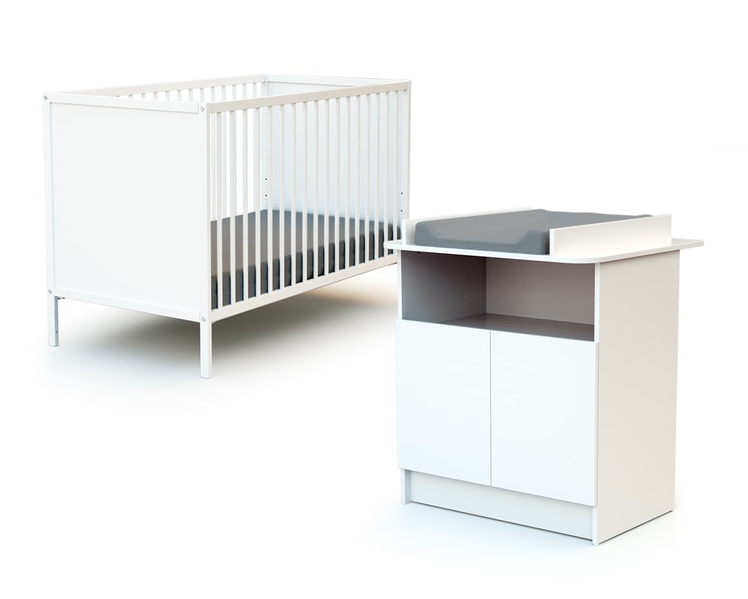 Lit bébé à barreaux évolutif avec table à langer design - Maxim