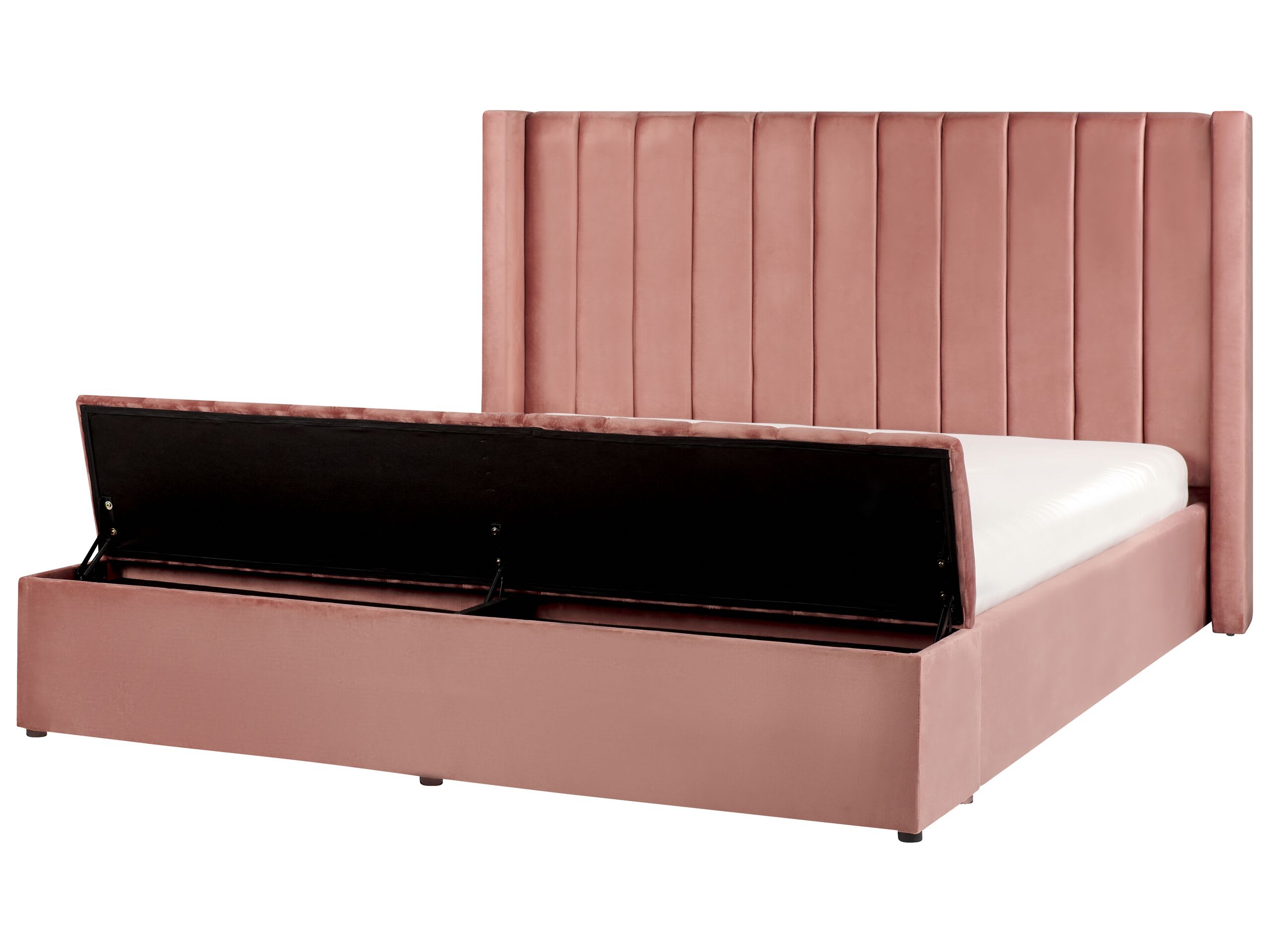 Letto con rete a doghe velluto rosa 180 x 200 cm Noyers