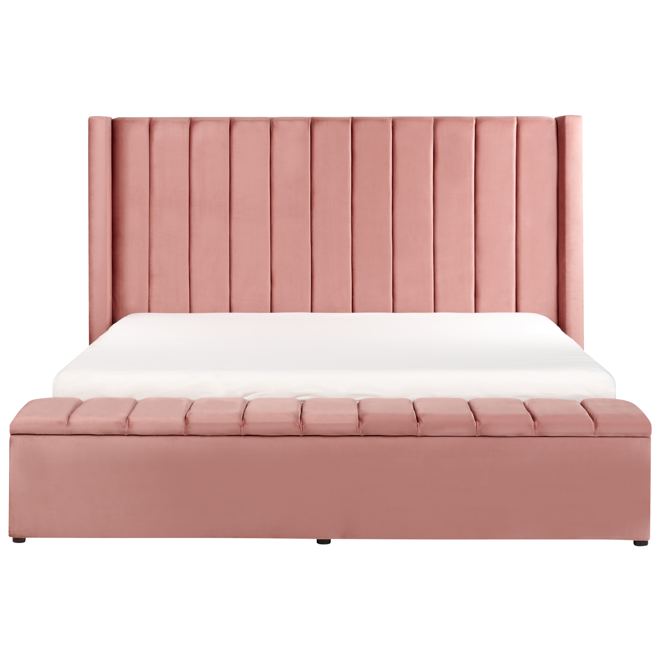 Letto con rete a doghe velluto rosa 180 x 200 cm Noyers