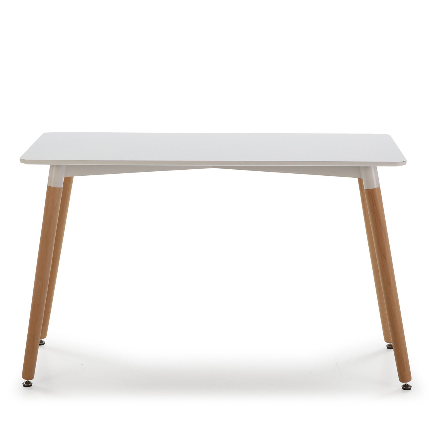 Tavolo da pranzo bianco, gambe in legno di faggio, 120x60 cm AROA