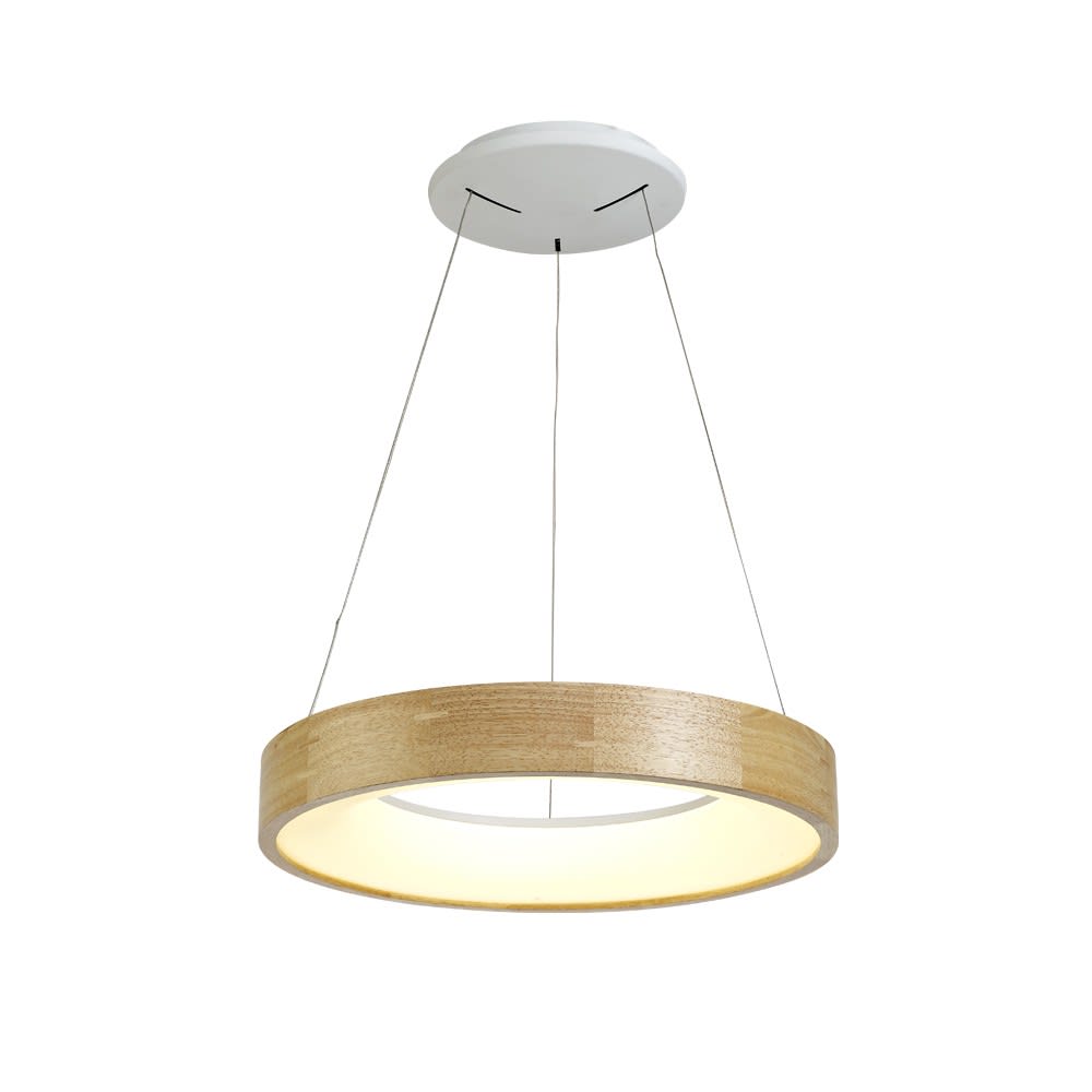 Lampada a sospensione led circolare con paralume in legno ø47 cm MAD