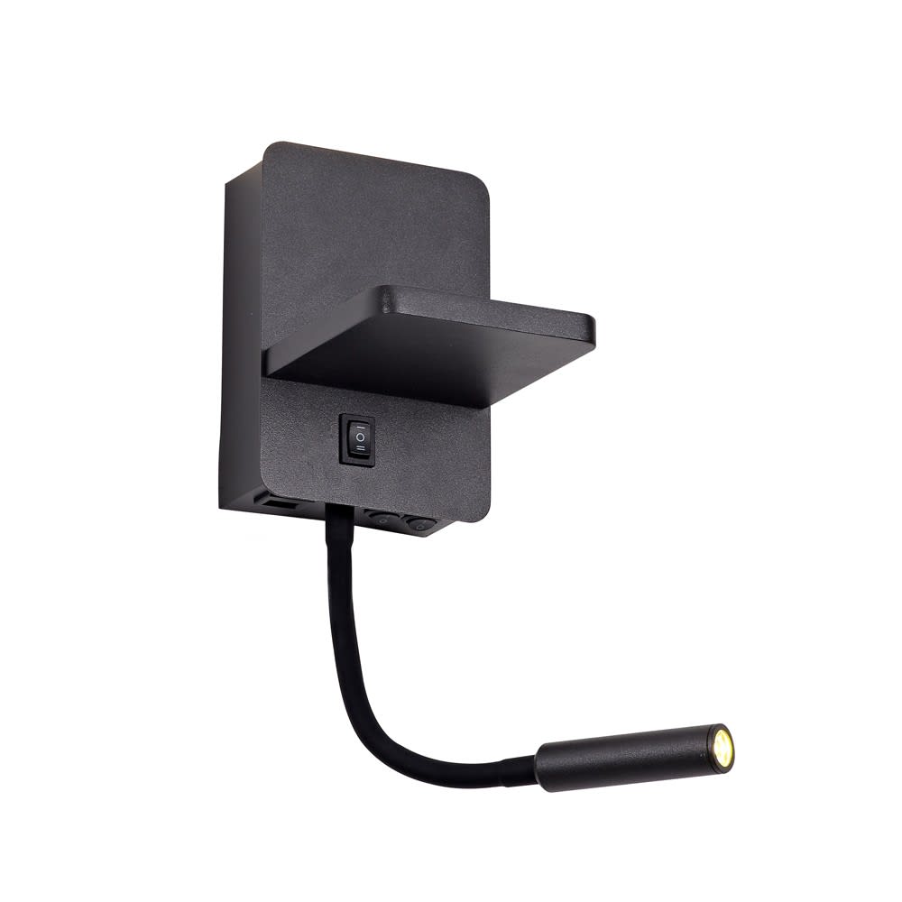 Applique singola nero con lettore orientabile e ricarica wireless ROB