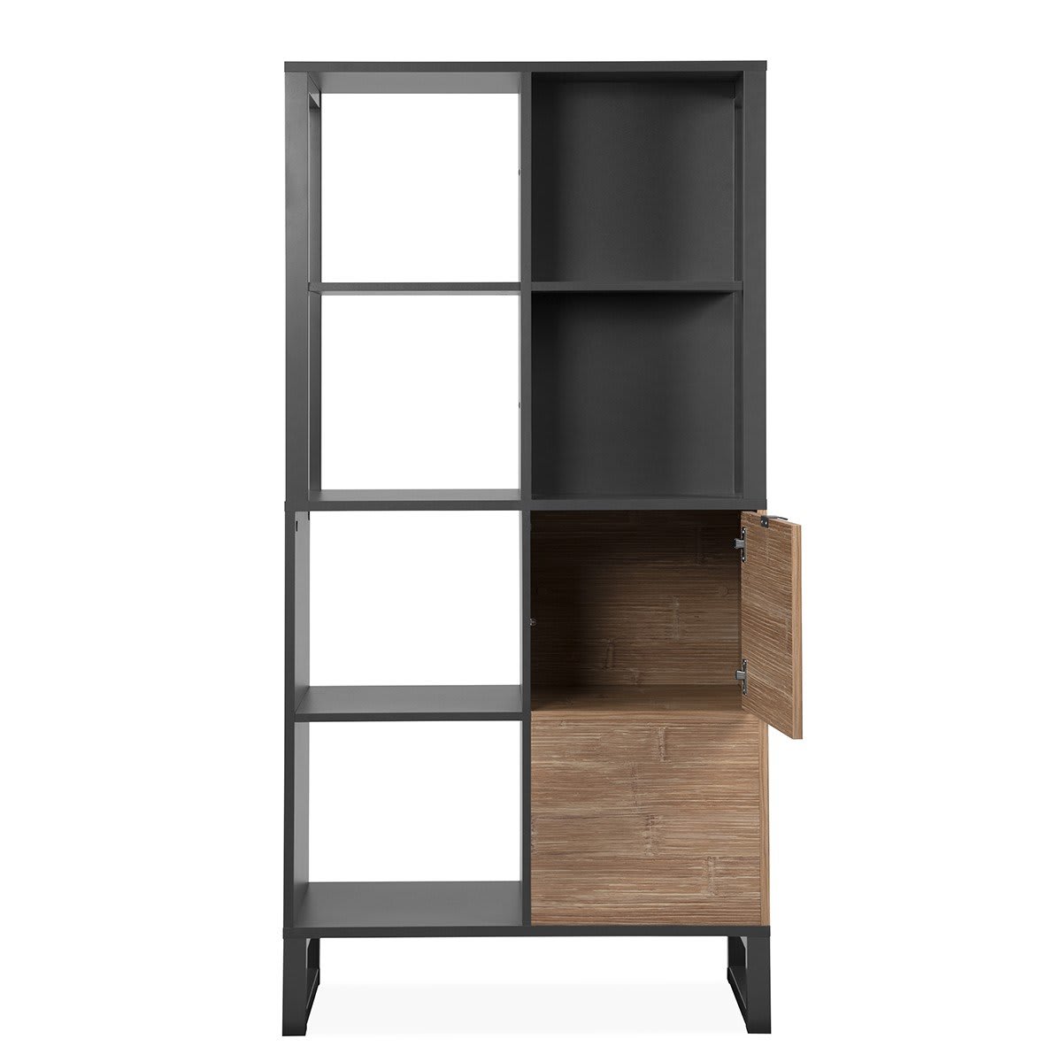 Libreria industriale 3 ripiani a vista 2 ante marrone 76x33xh163cm EDO