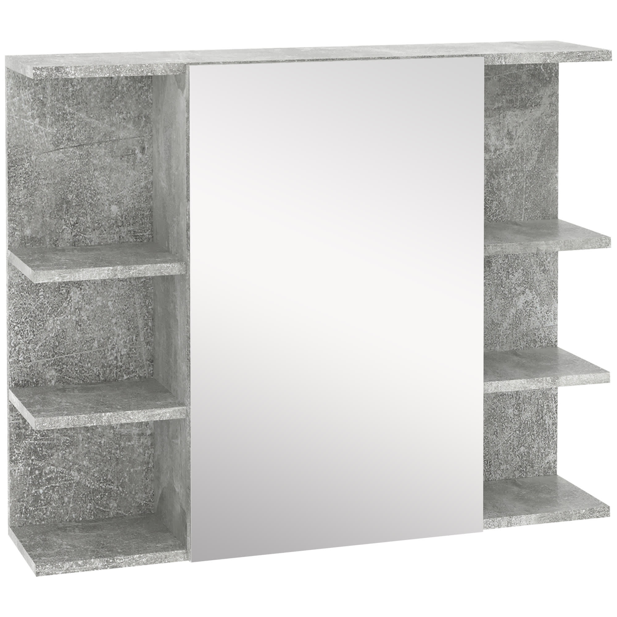 kleankin Mobile Bagno Salvaspazio con Armadietto e Ripiano Aperto in Legno,  32x30x80cm, Grigio