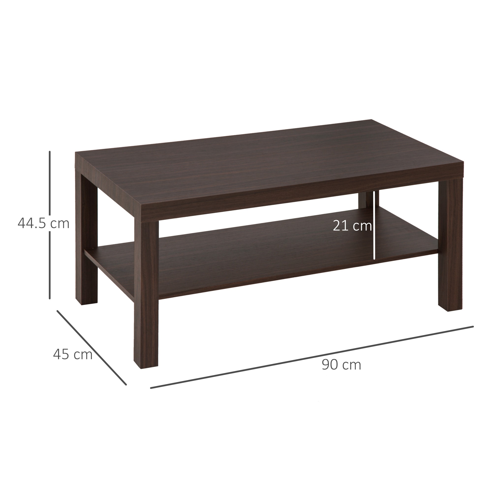 Tavolino da salotto con ripiano legno marrone
