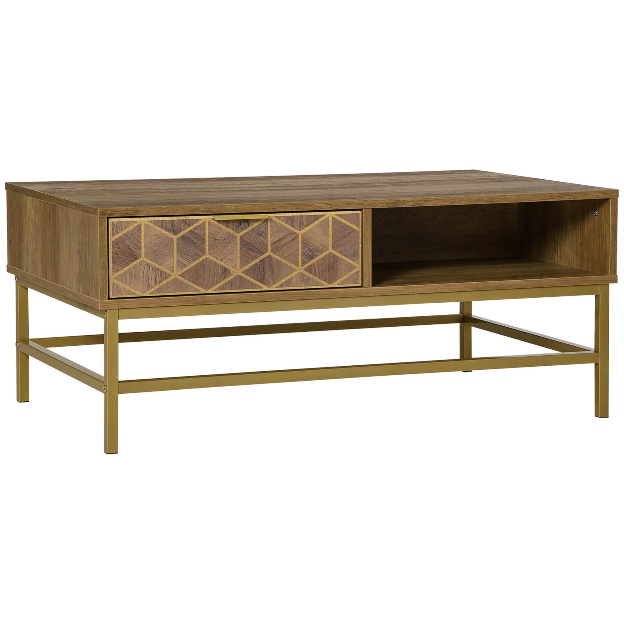 DecHome Tavolino Salotto in Legno Moderno in Truciolato con Ripiano Aperto  80x80x42.5 cm Grigio e color Legno - 826DHLG