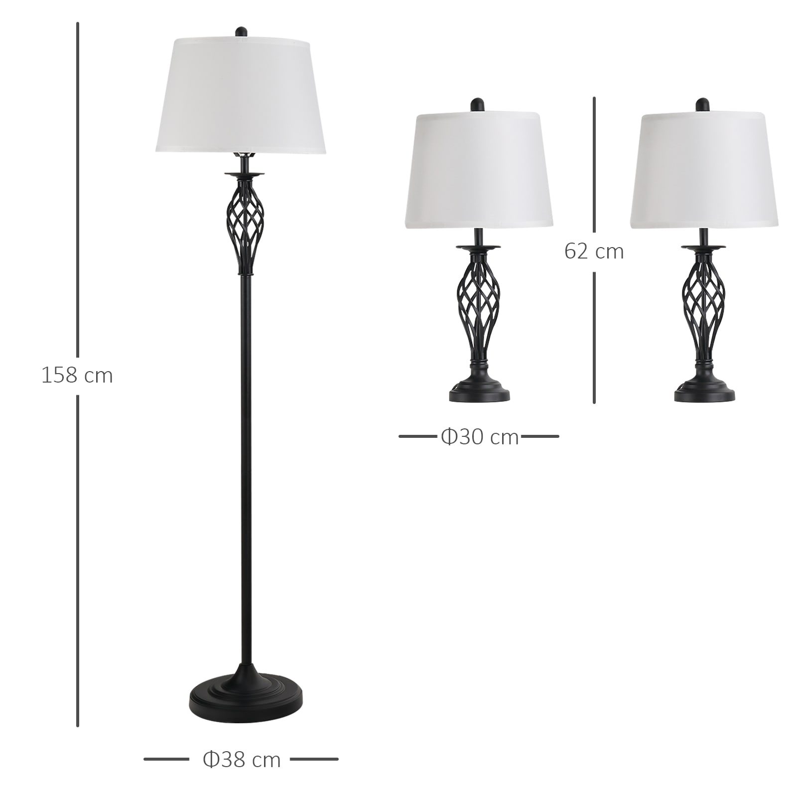 HOMCOM Lampada da Terra in Stile Vintage con Ripiano, Lampada da Pavimento  Compatibile con Lampadine E27 da 40W, Metallo Nero e Oro a Piantana