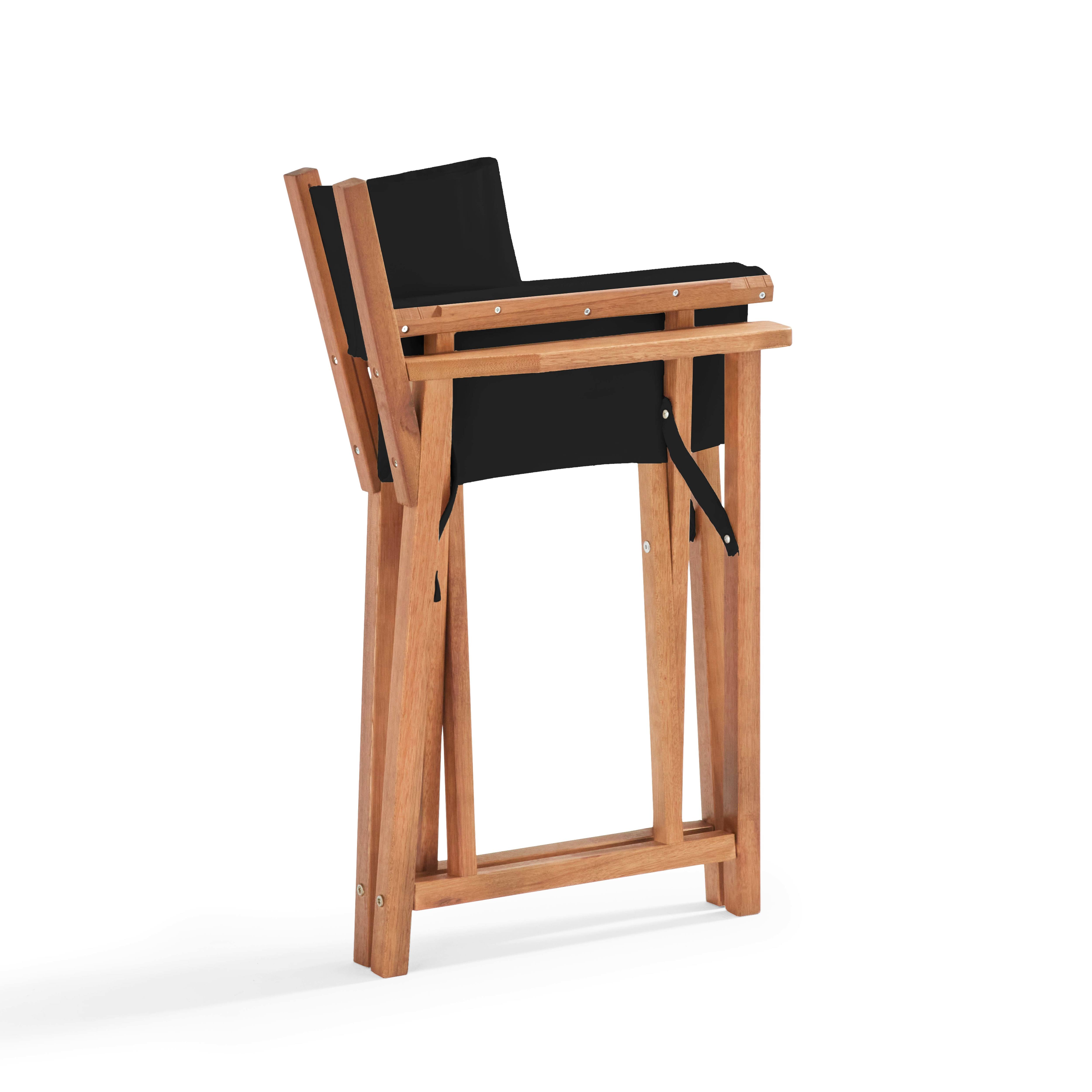 Set di 2 sedie pieghevoli in legno di eucalipto e tessuto nero Mostra
