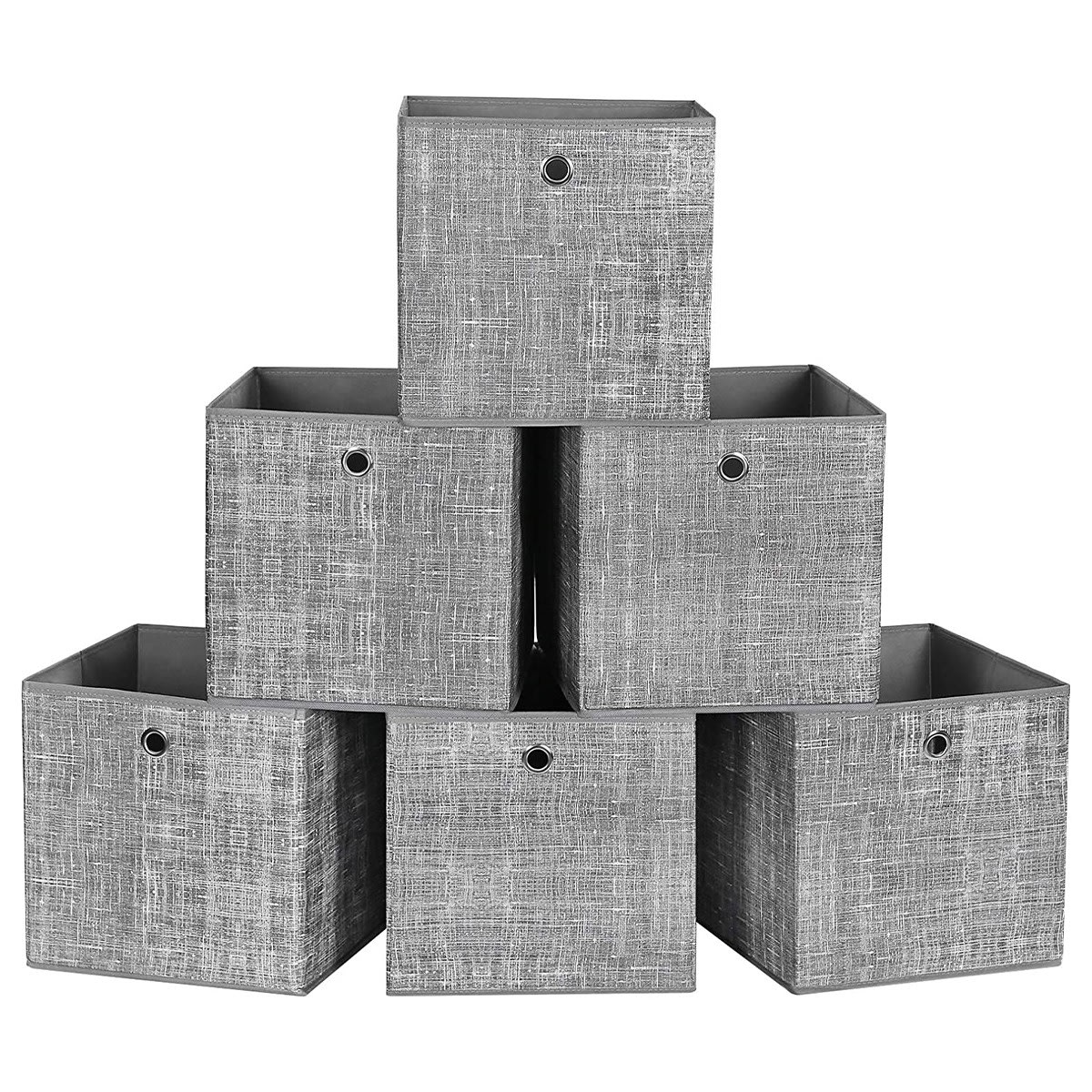 Lotto 6 cubi pieghevoli grigio in tessuto non tessuto - 30x30x30 cm