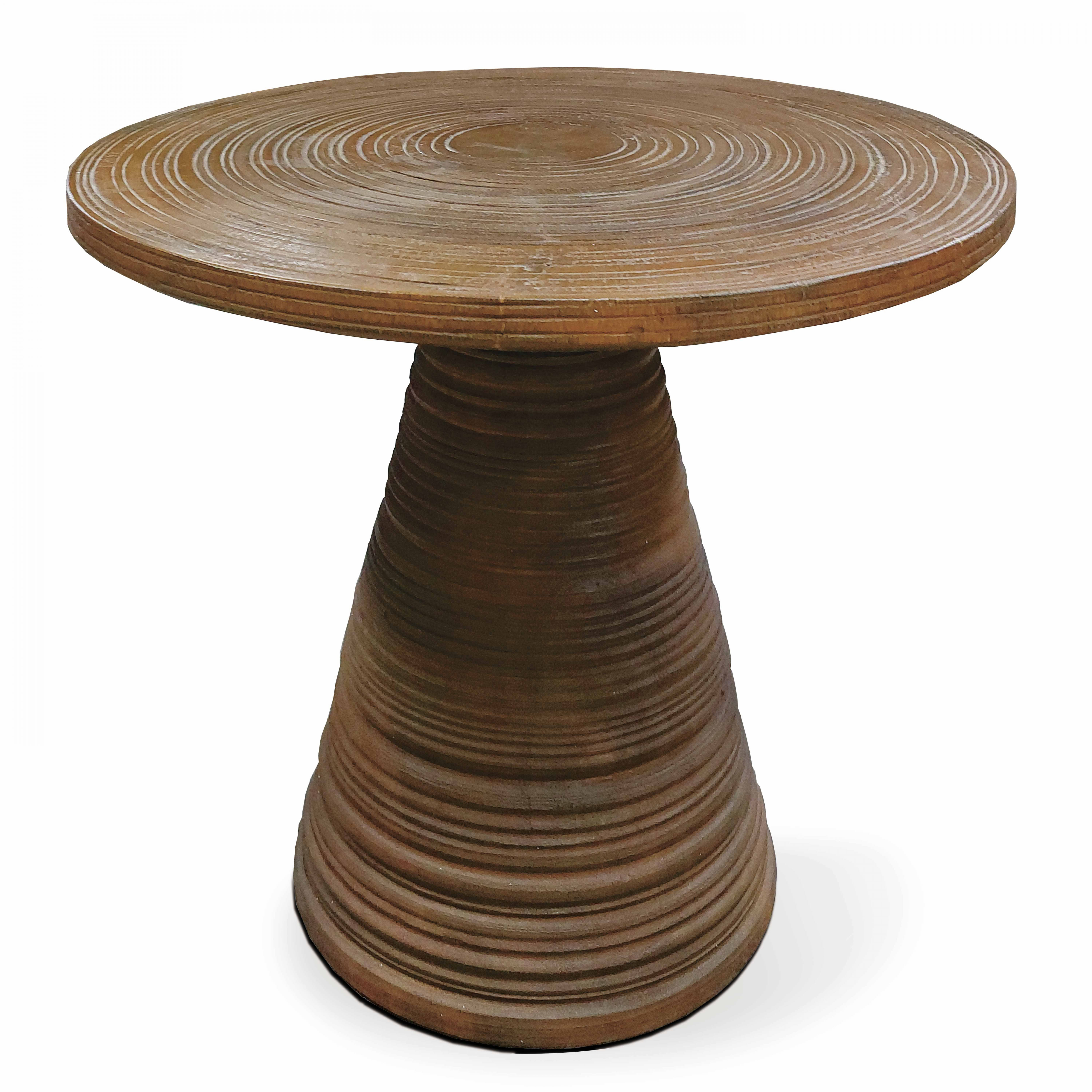 Tavolino scolpito in legno di suar massiccio Senji