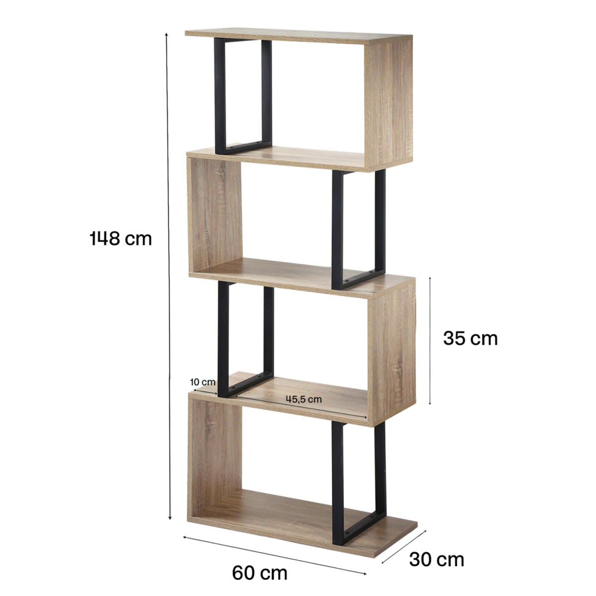 Scaffale 4 livelli decorazione Legno L60 cm