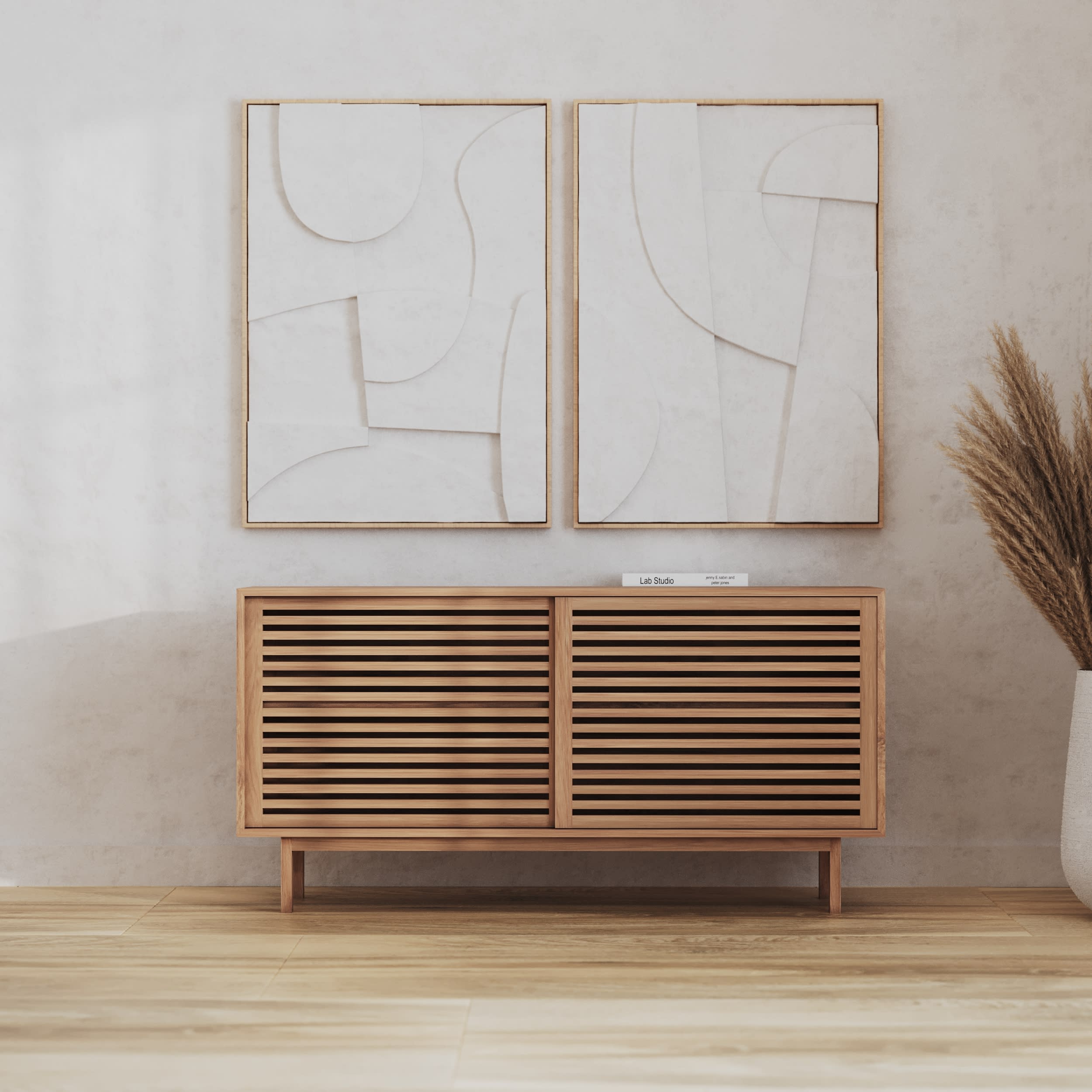 Credenza bassa legno di teak con scorrevoli