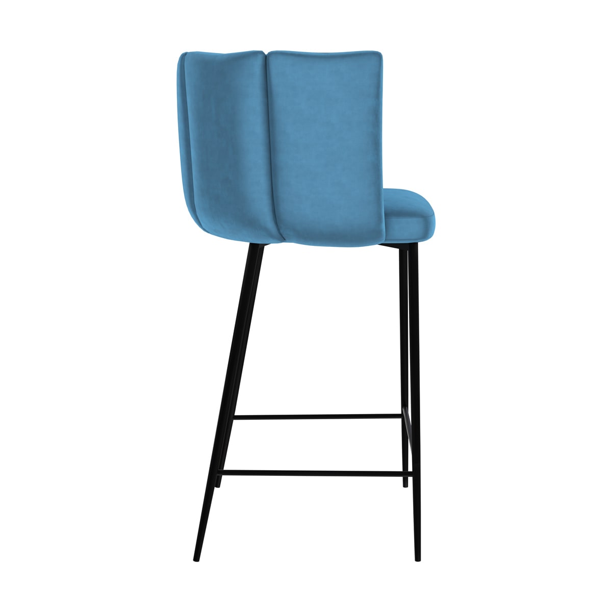 Sedia da bar in velluto blu con gambe in metallo 65 cm (set di 2) Rosy