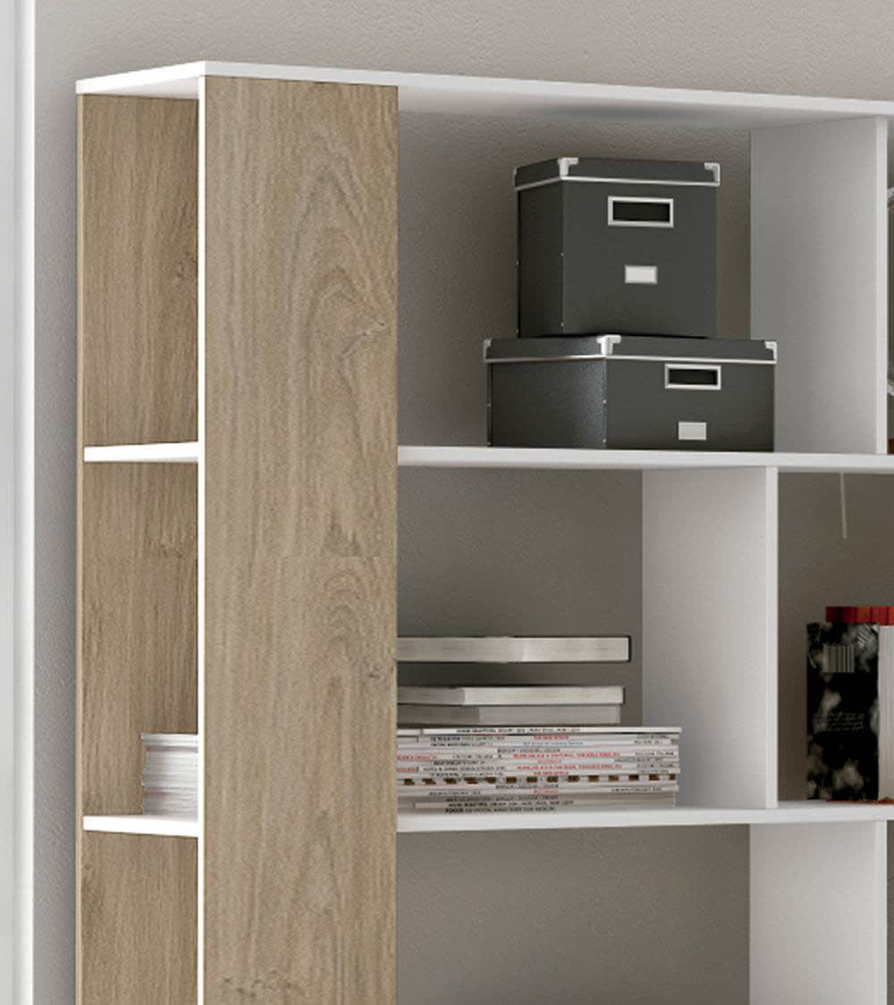 Mueble estantería NOAH. Librería abierta 175 de altura x 129 cm de anchoen  roble y gris antracita