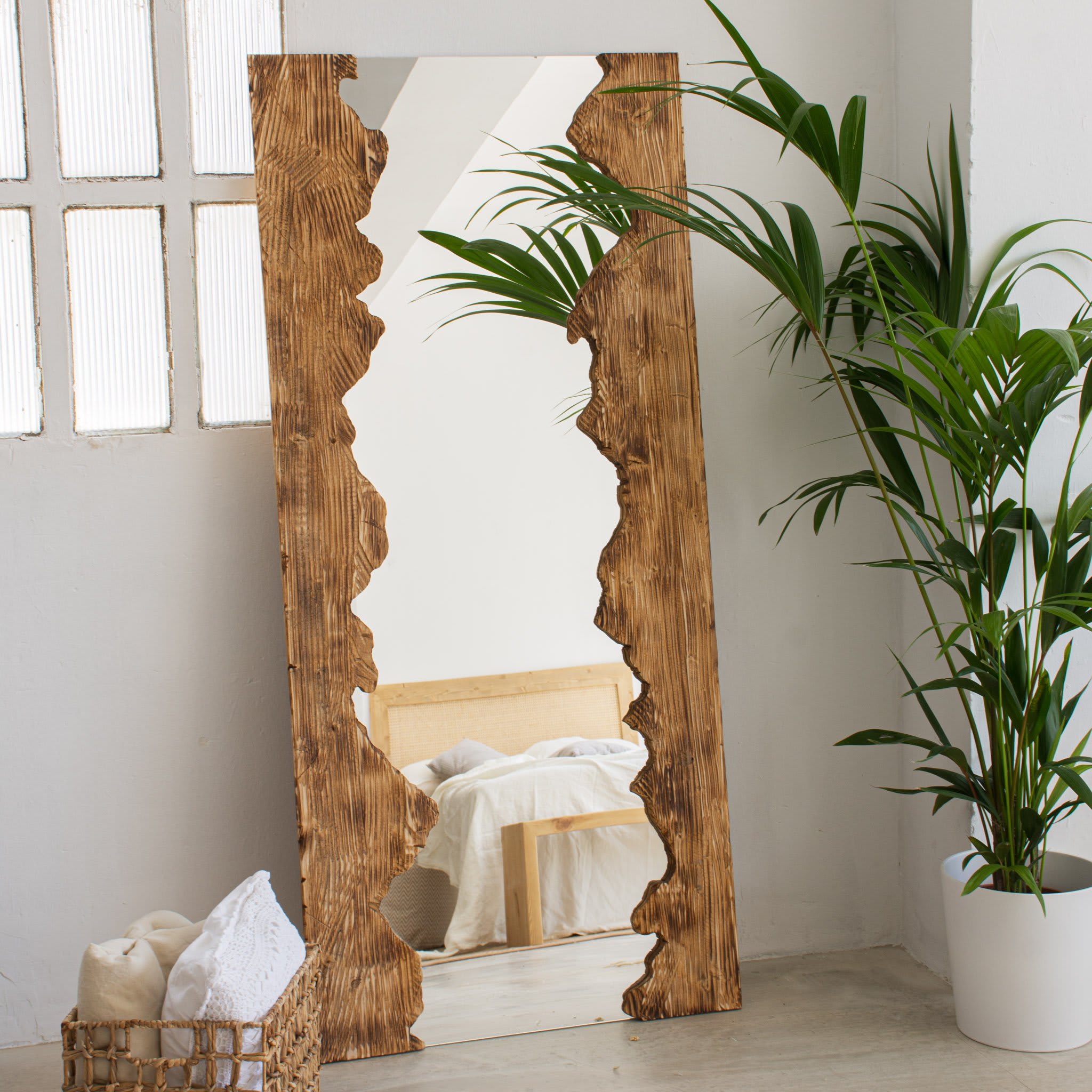 Espejo de pared y cuerpo entero de madera maciza SALJEN