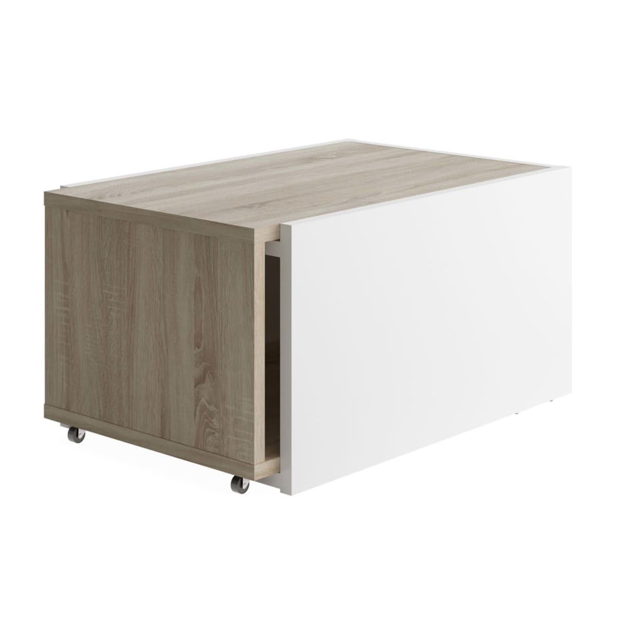 Mesa de centro extensible con caj n corredizo l74 125 cm marr n