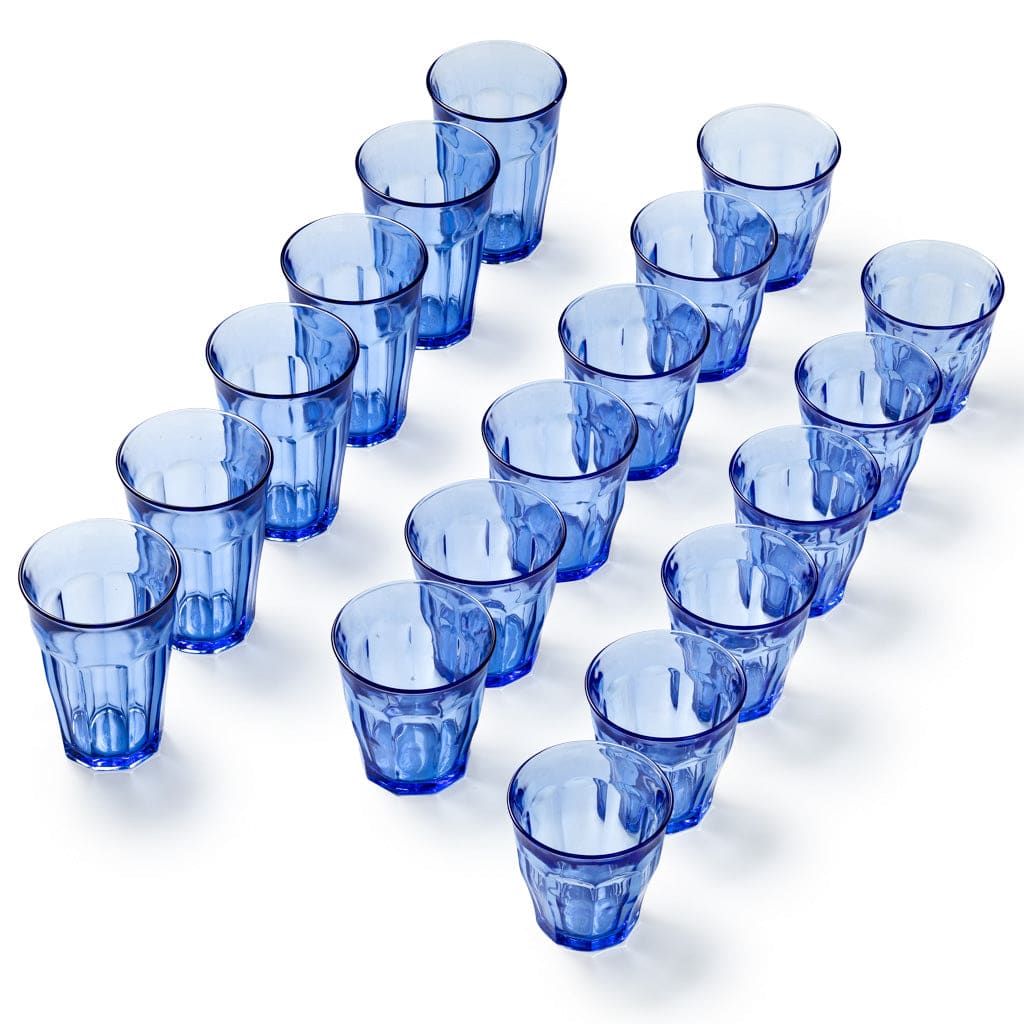 Set da 18-Bicchiere da acqua 25,31 & 36cl in vetro resistente blu navy LE  PICARDIE®