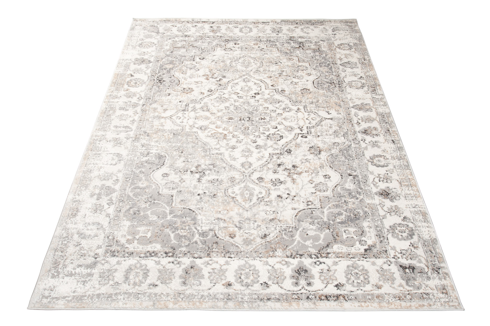 Tappeto da soggiorno classico crema grigio fiori 80x150 VALLEY