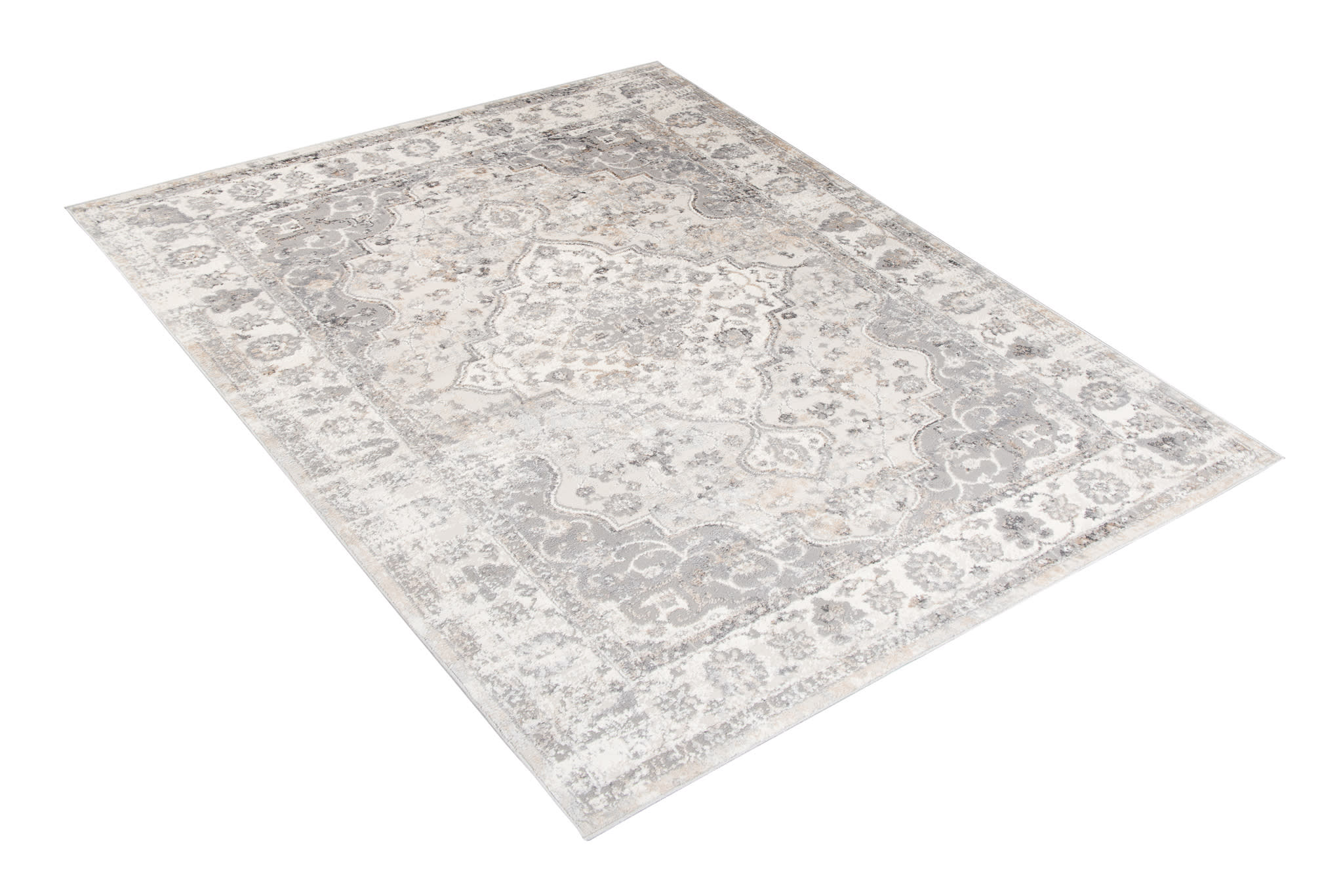 Tappeto da soggiorno classico crema grigio fiori 80x150 VALLEY