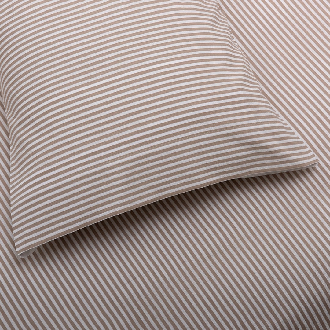 Funda nórdica marrón rayas 100% algodón 200x220 cm cama 135