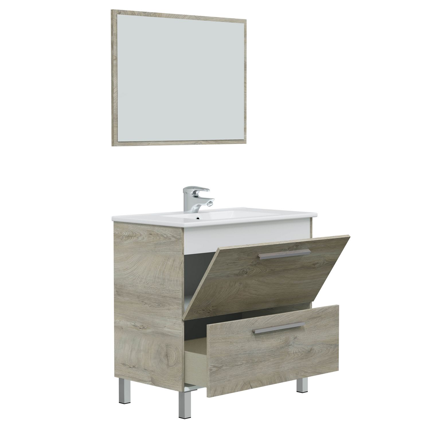 JUANIO Mueble bajo Lavabo 1 Puerta Color Blanco Brillante - Altura 64 x  Longitud 59 x Profundidad 45 cm : .es: Hogar y cocina