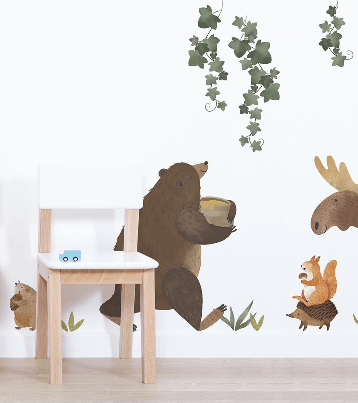 Set di 2 sedie da tavolo per bambini Forest Friends, Volpe e scoiattolo