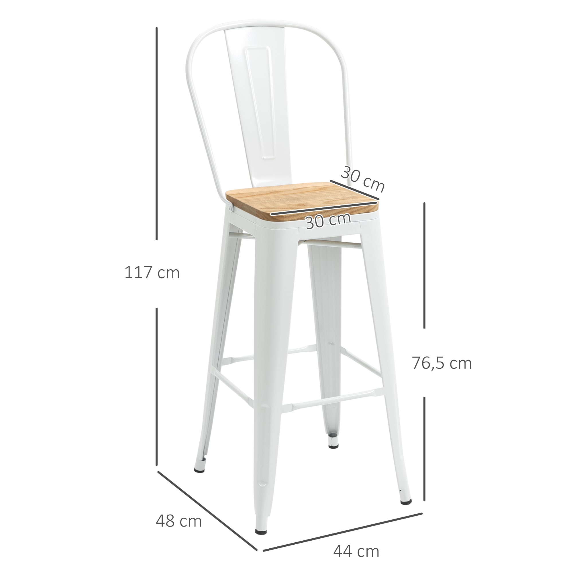 Tabourets de bar vintage blanc x4 tabouret bar industriel - Ciel