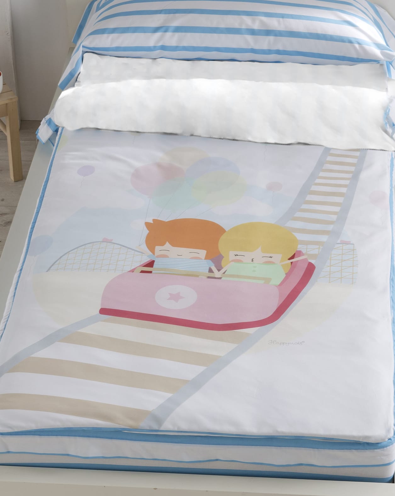 Saco Nordico Infantil Cremallera 100% Algodón con Relleno Cama 90 cm  MONTAÑA RUSA