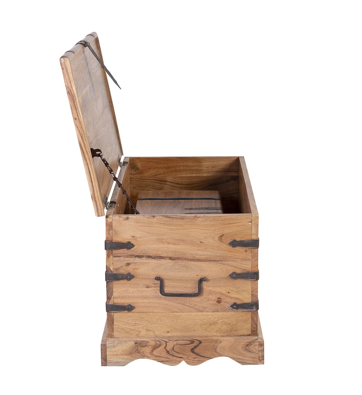 Baúl de madera con bandeja interior 90x45x47cm