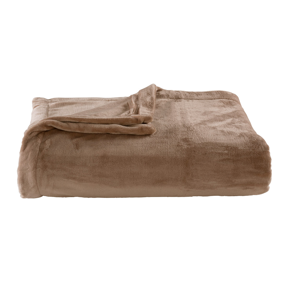 Couverture polaire Teddy en polyester uni Taupe 240x260 - Toison d'Or