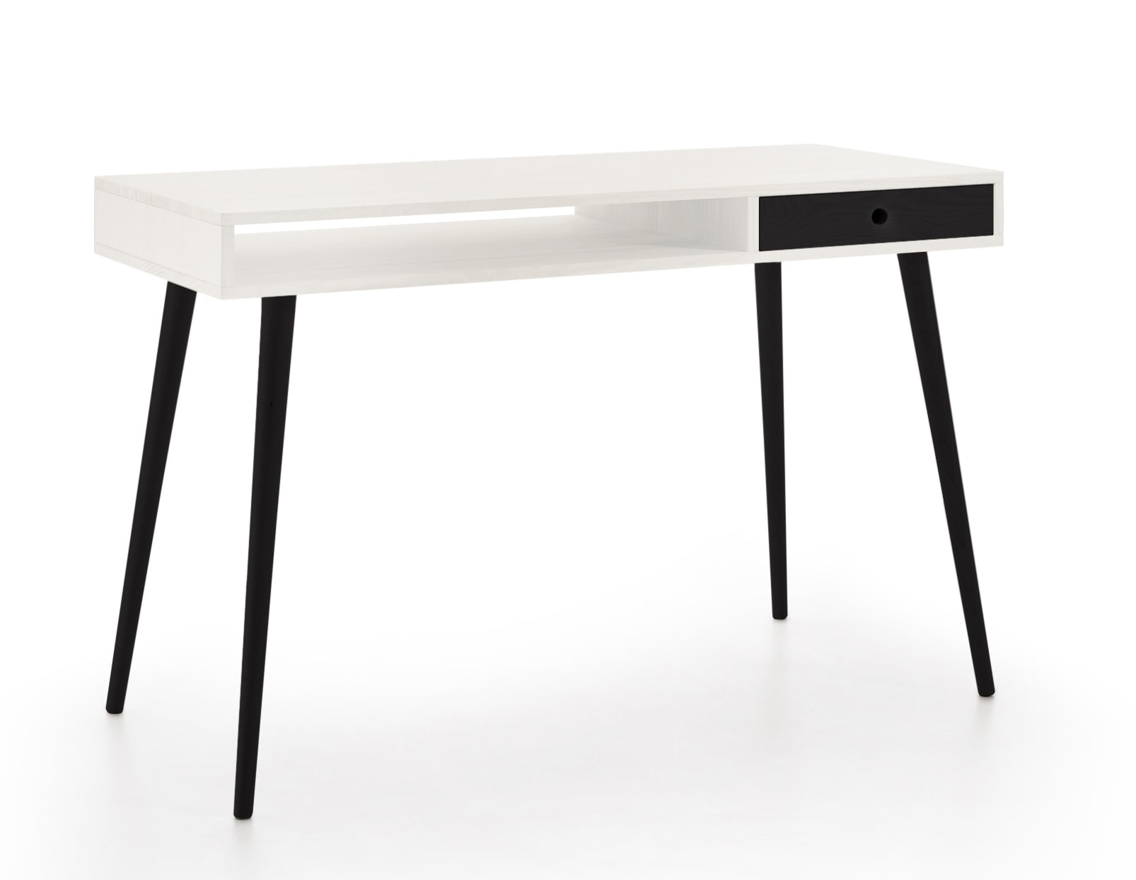 ENPKLUTE Escritorio De Madera Maciza Con Cajones, Escritorios Estrechos De 39 X 16 Pulgadas, Escritorios Modernos De Mediados De Siglo, Mesa De Estudio De Madera De Goma, Escritorio Pequeño Para