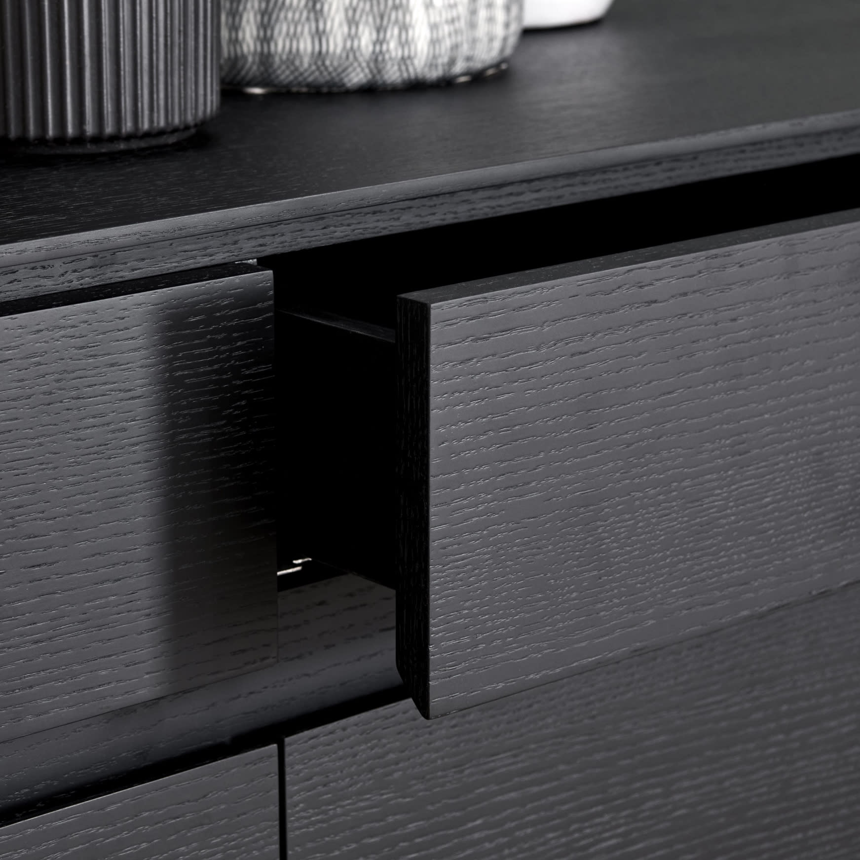 Credenza a 3 ante e 3 cassetti in legno nero e metallo TOKYO