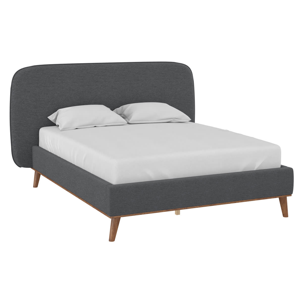 Letto matrimoniale 140x190 cm in tessuto grigio MODJO