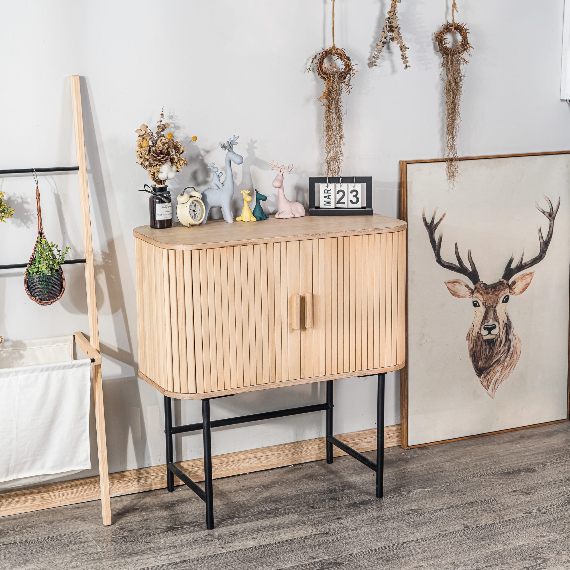 Credenza da cucina a due ante con cestino per il pane, p…