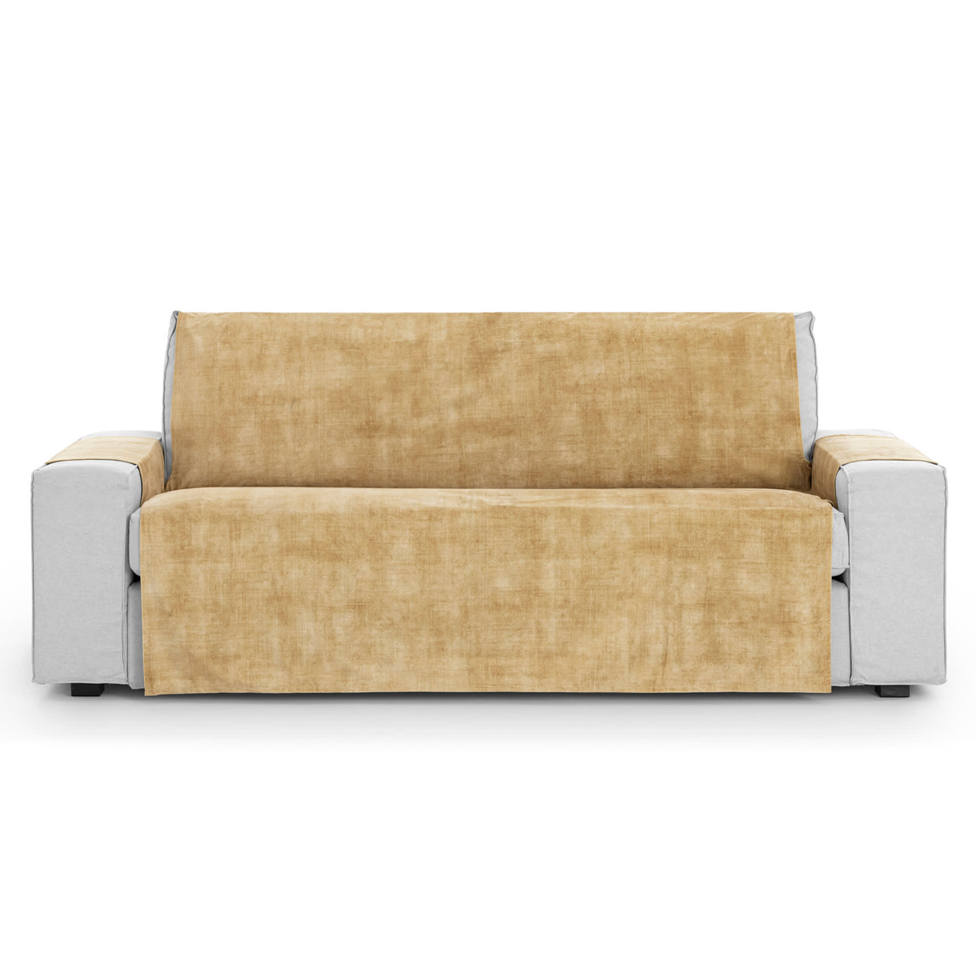 Cubre sofá chaise longue derecho aterciopelado ocre 250-300 cm TURIN, Maisons du Monde