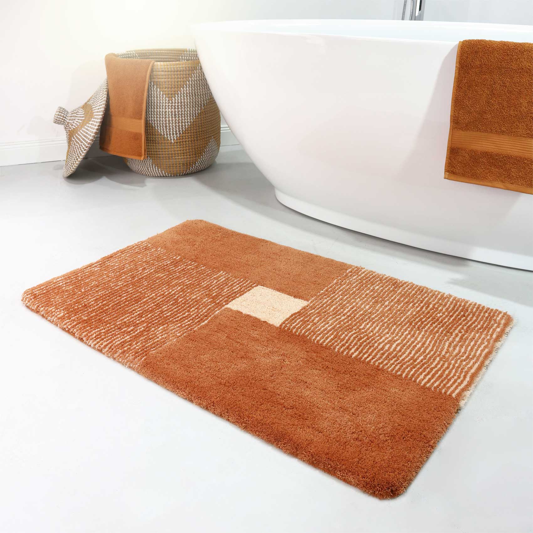 Tappeto da bagno in microfibra antiscivolo terracotta 60x100 San piero