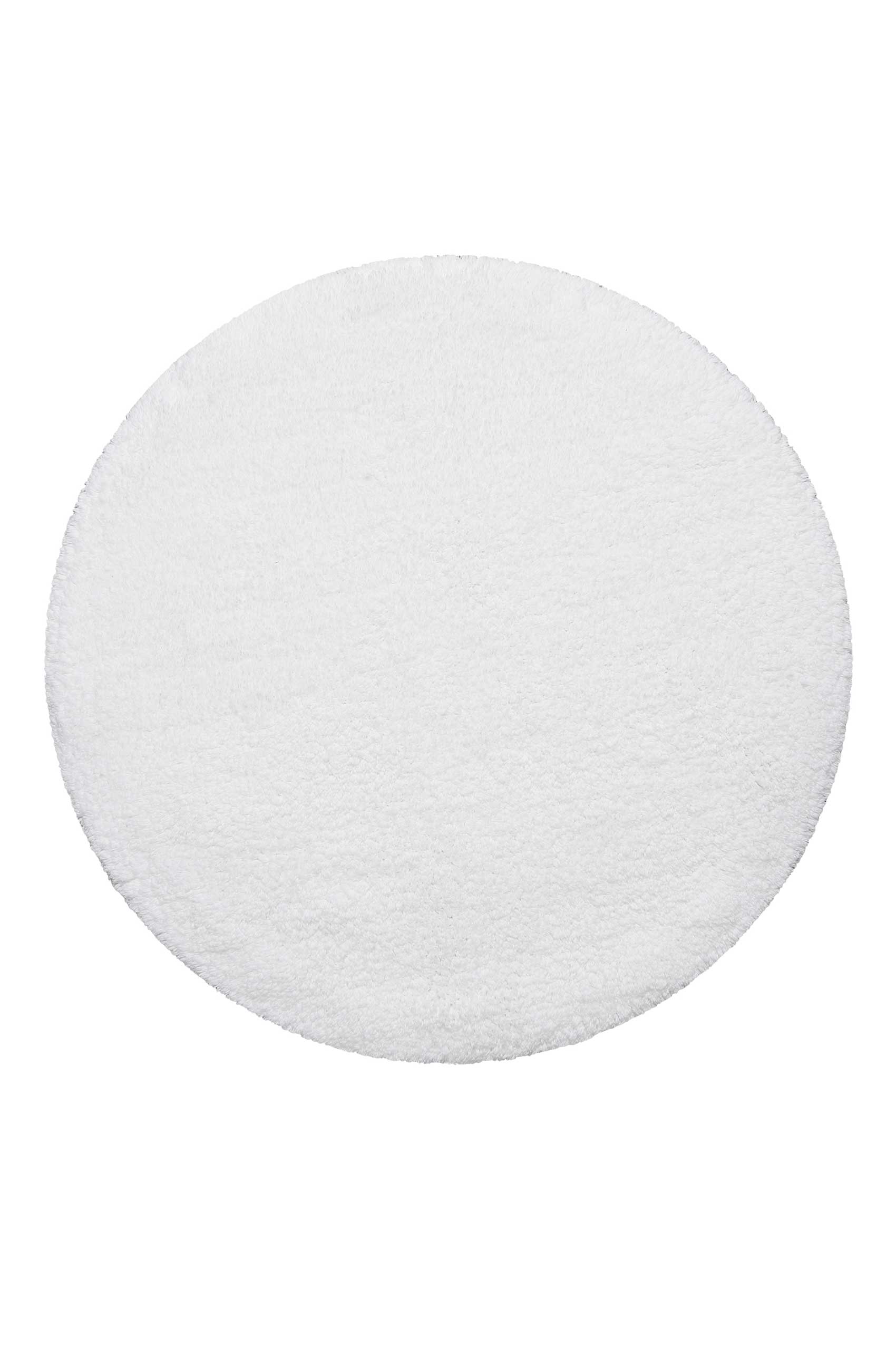 Tappeto da bagno tondo in cotone pelo lungo bianco Ø90 cm Ole