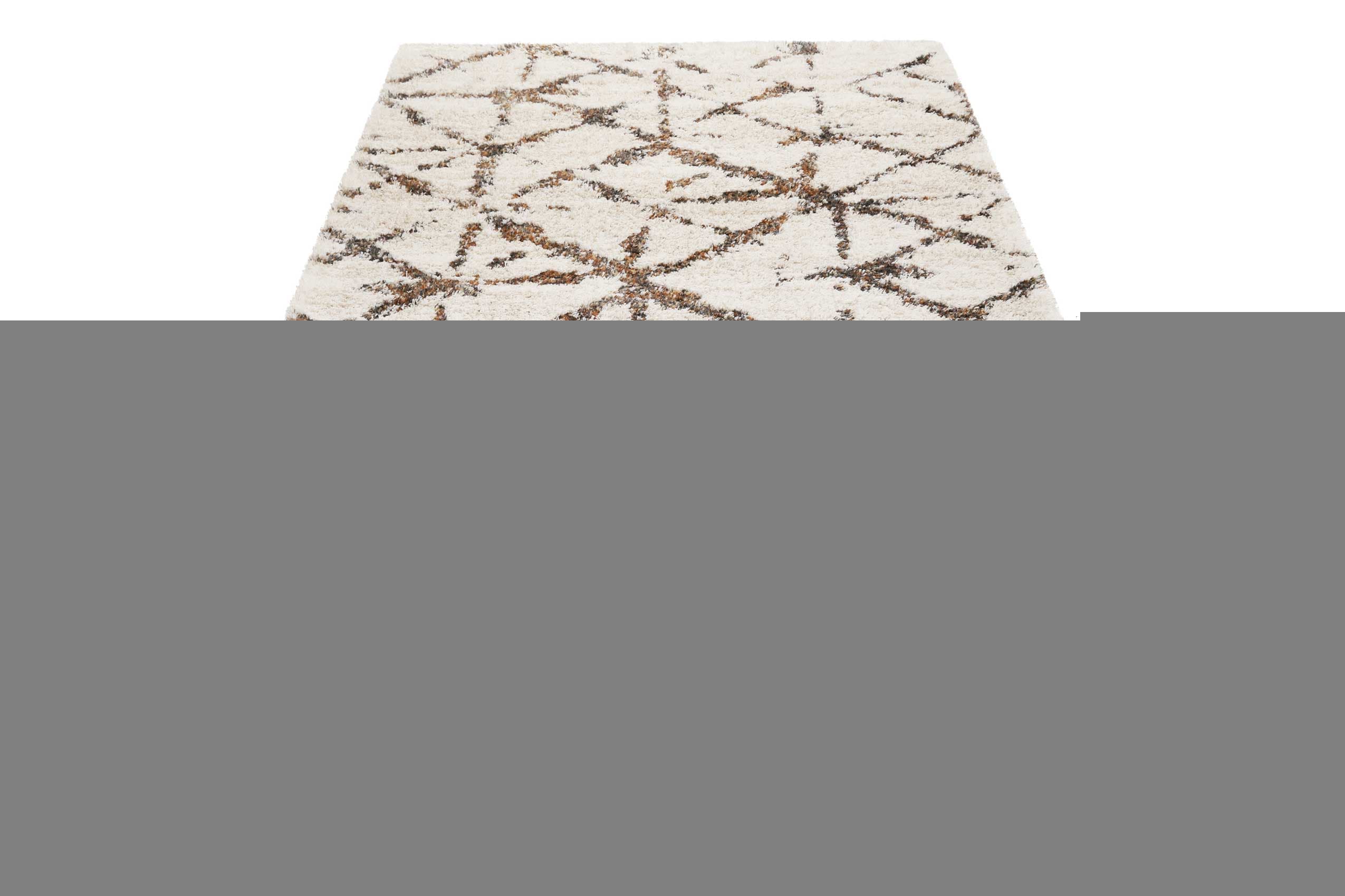 Tappeto pelo lungo, colore crema, disegno geometrico, 107489, tappeto  rettangolare, Tappeto soggiorno, 140 x 200 cm