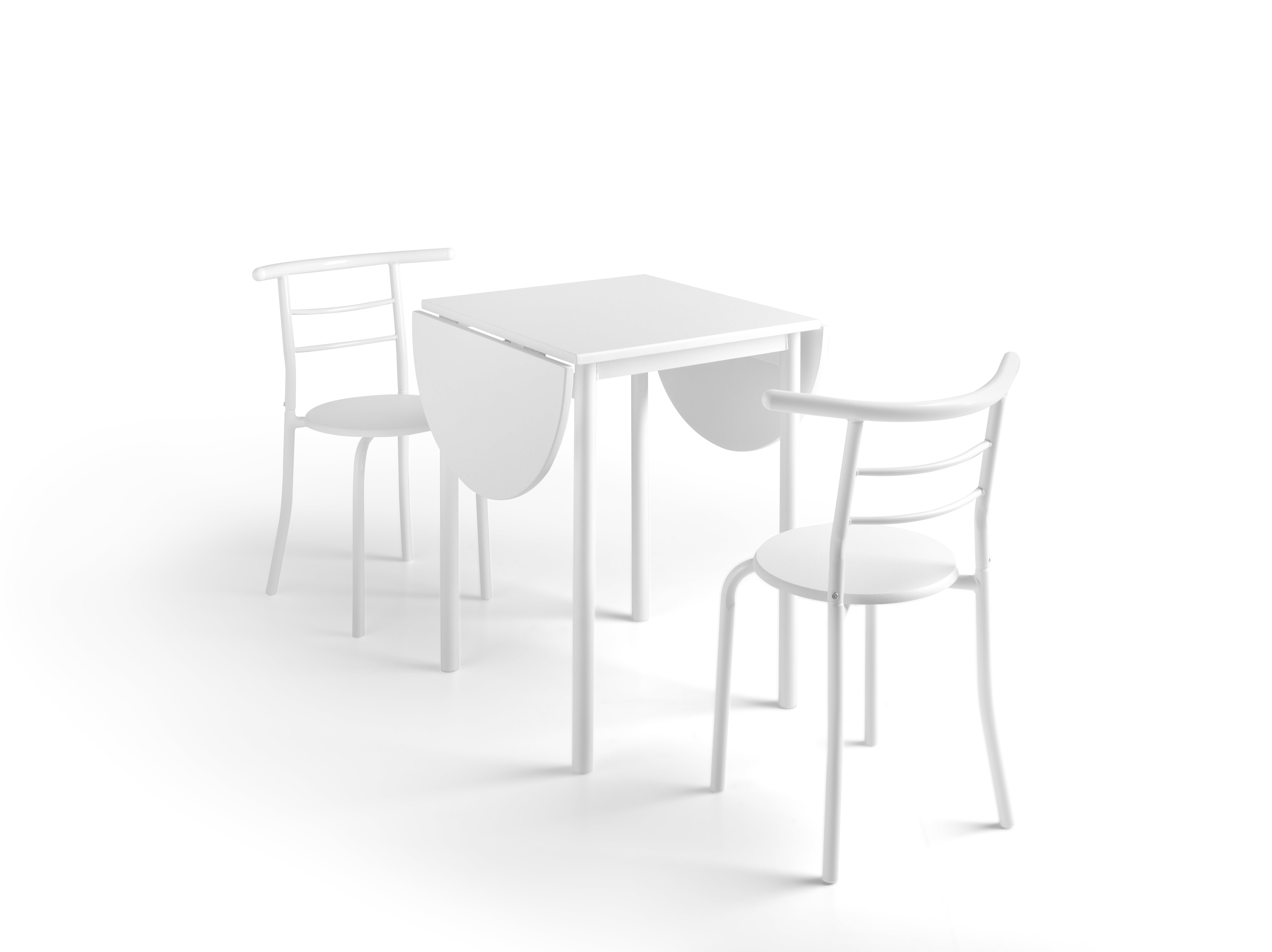 Conjunto de cocina eva mesa y 2 sillas blanca. Patas lacadas blanco. CMC