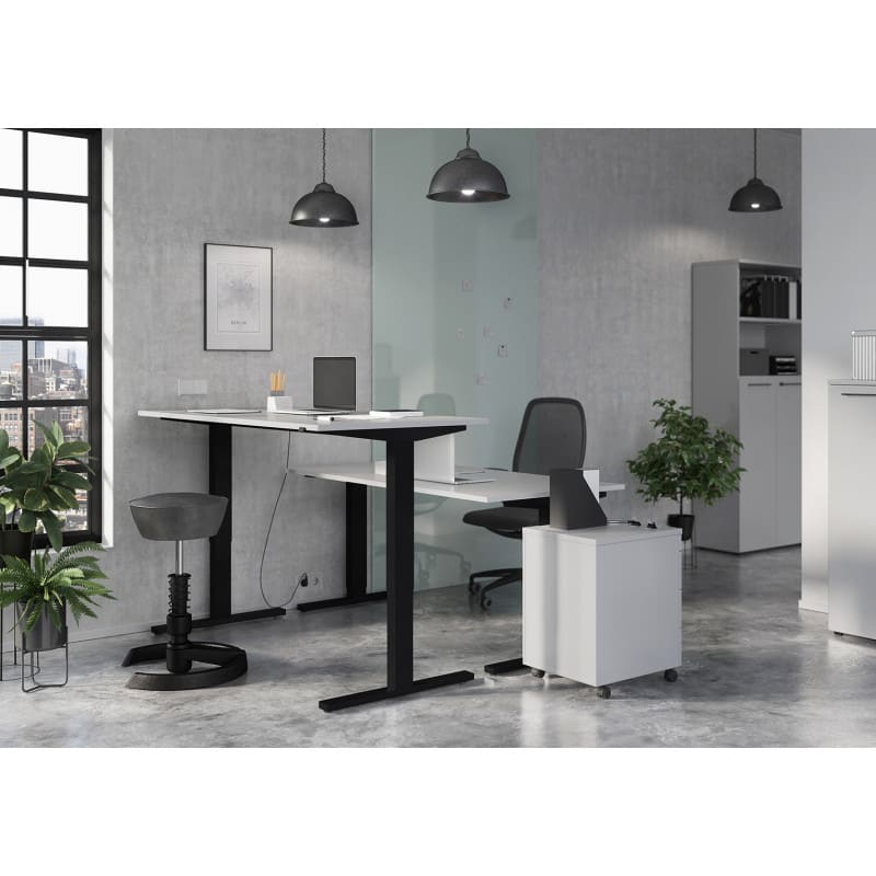 Bureau assis-debout électrique gris/noir longueur 180 cm | Maisons du Monde