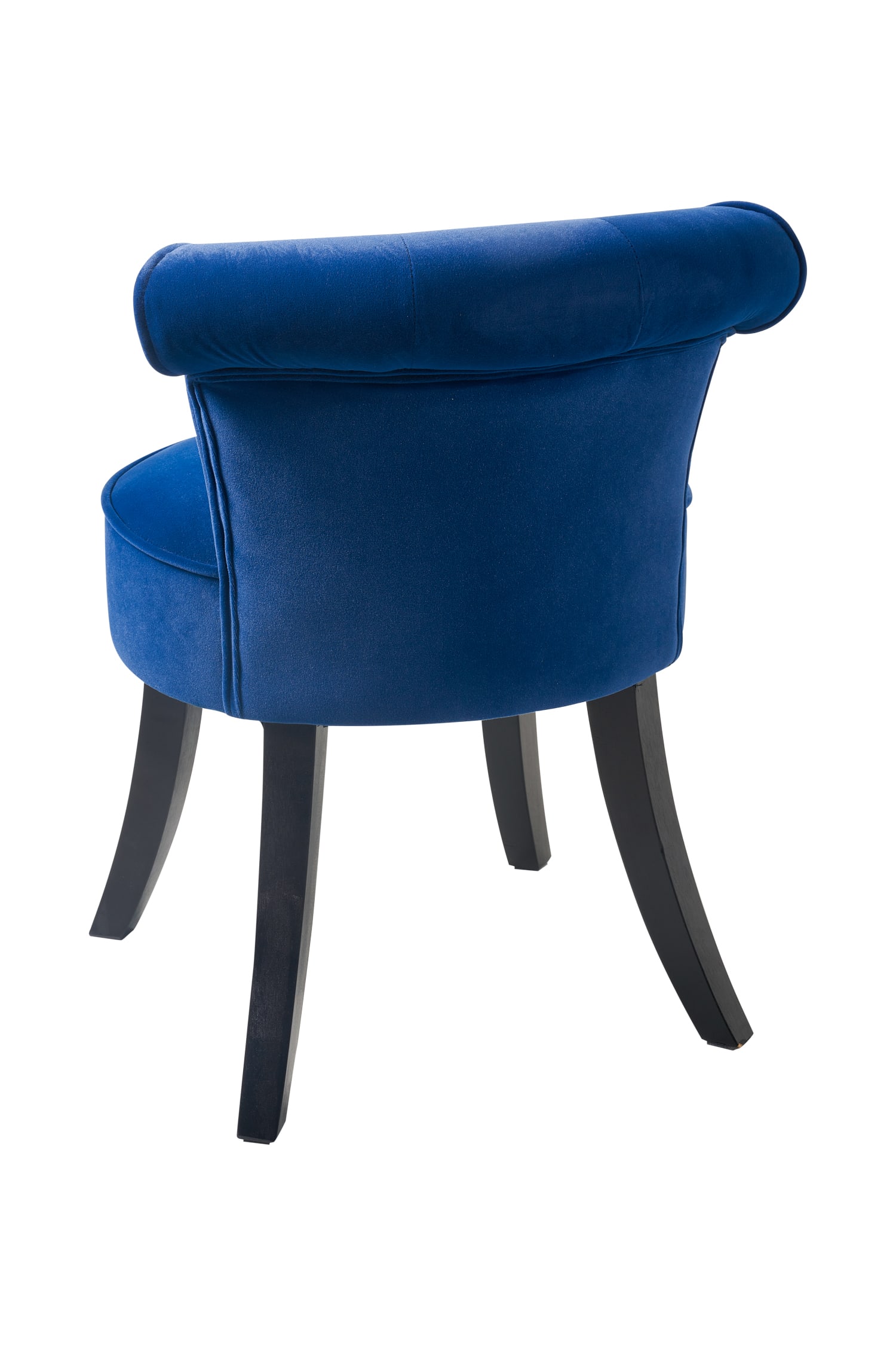 Poltroncina imbottita in velluto blu PETAL