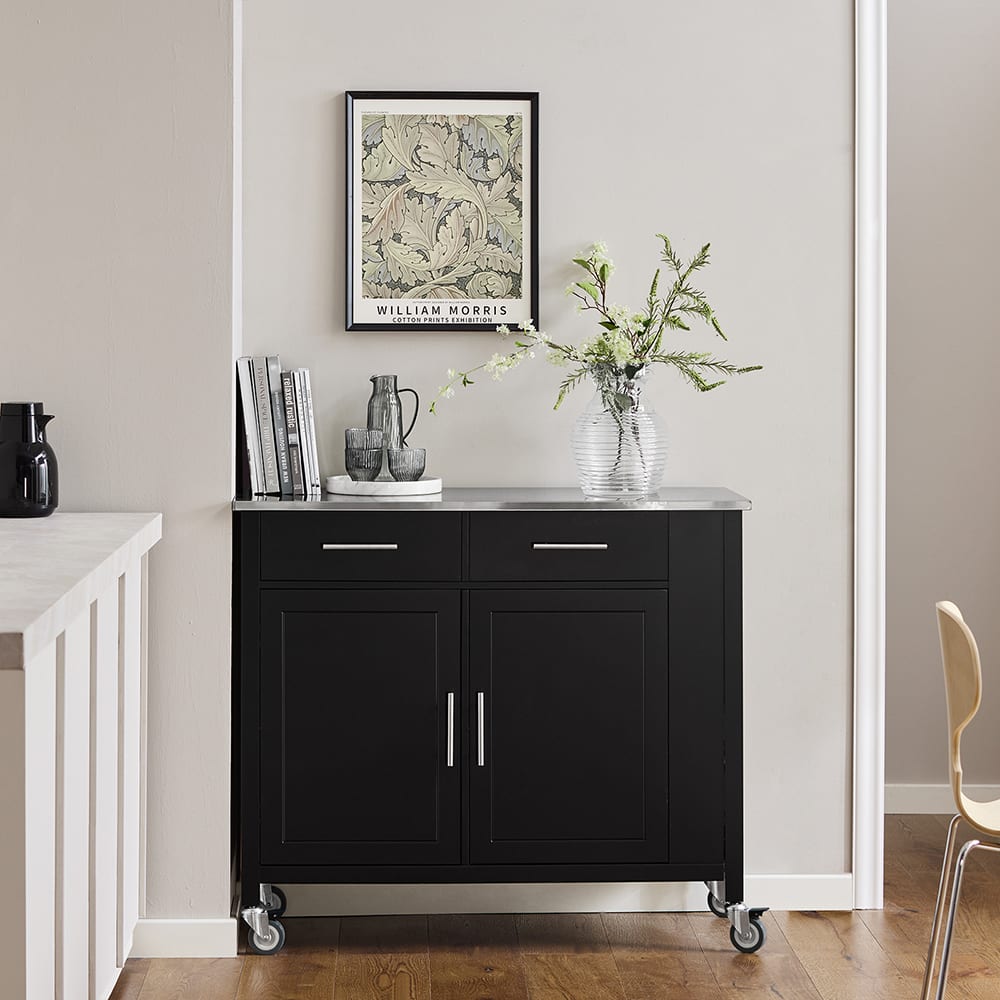 SoBuy Carrello di servizio Credenza in legno mobile cucina Nero