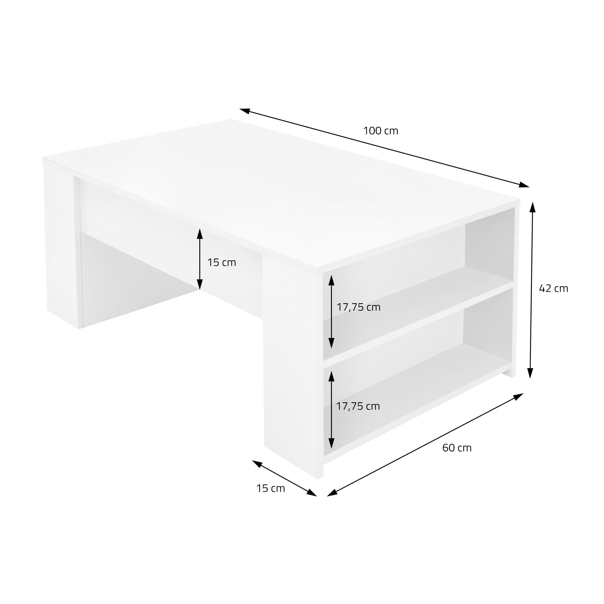 Tavolino da caffè Oswego 100, Bianco, Nero, 50x50x100cm, Truciolare  laminato, Angolare