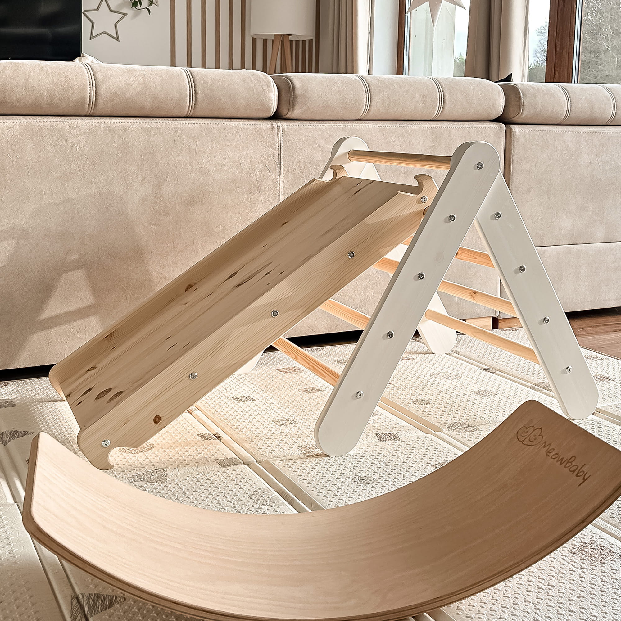 Triangolo da arrampicata trasformabile + Cubo/Tavolo e sedia + una rampa –  Sweet HOME from wood